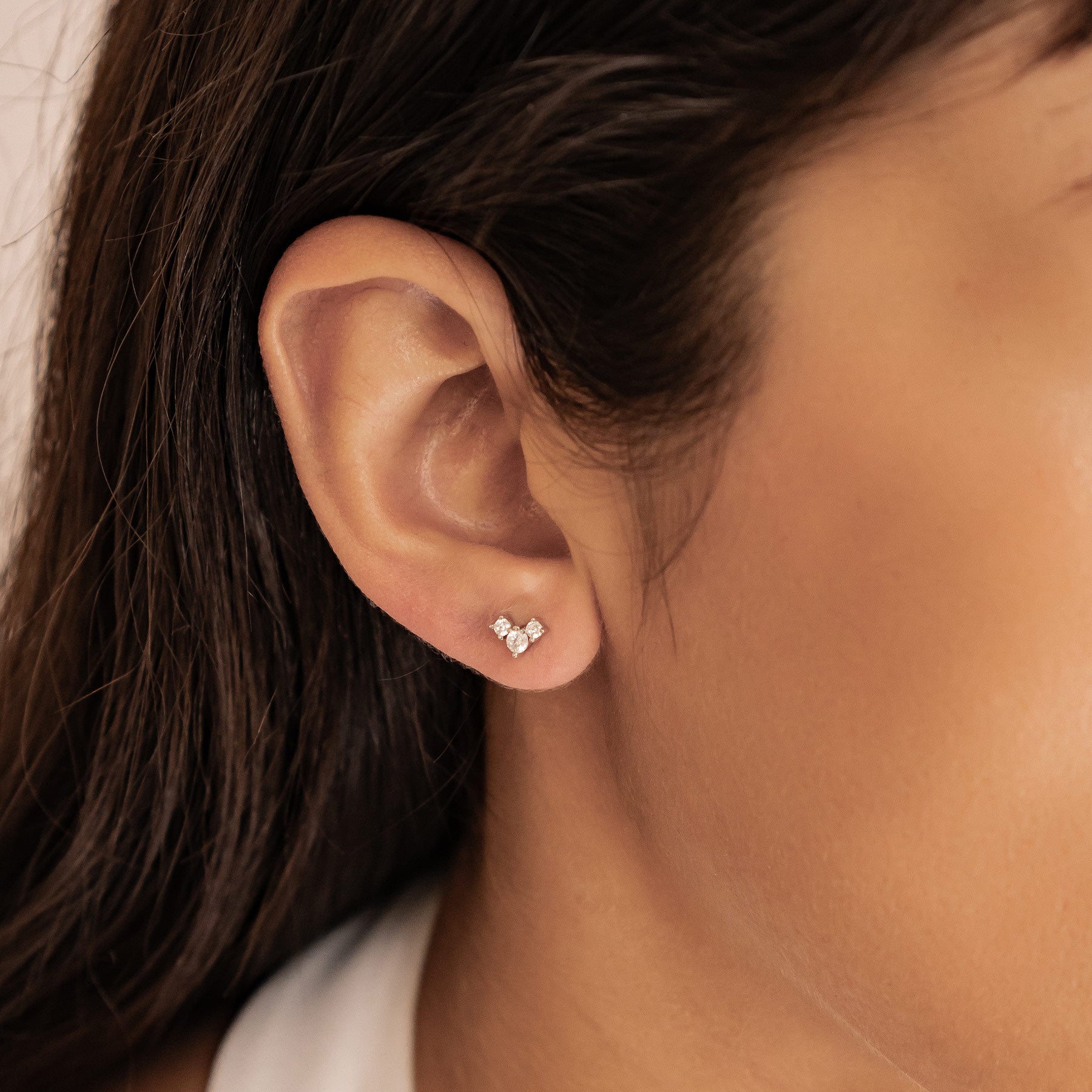 Petite Trio Flower Stud Earrings Sterling Silver