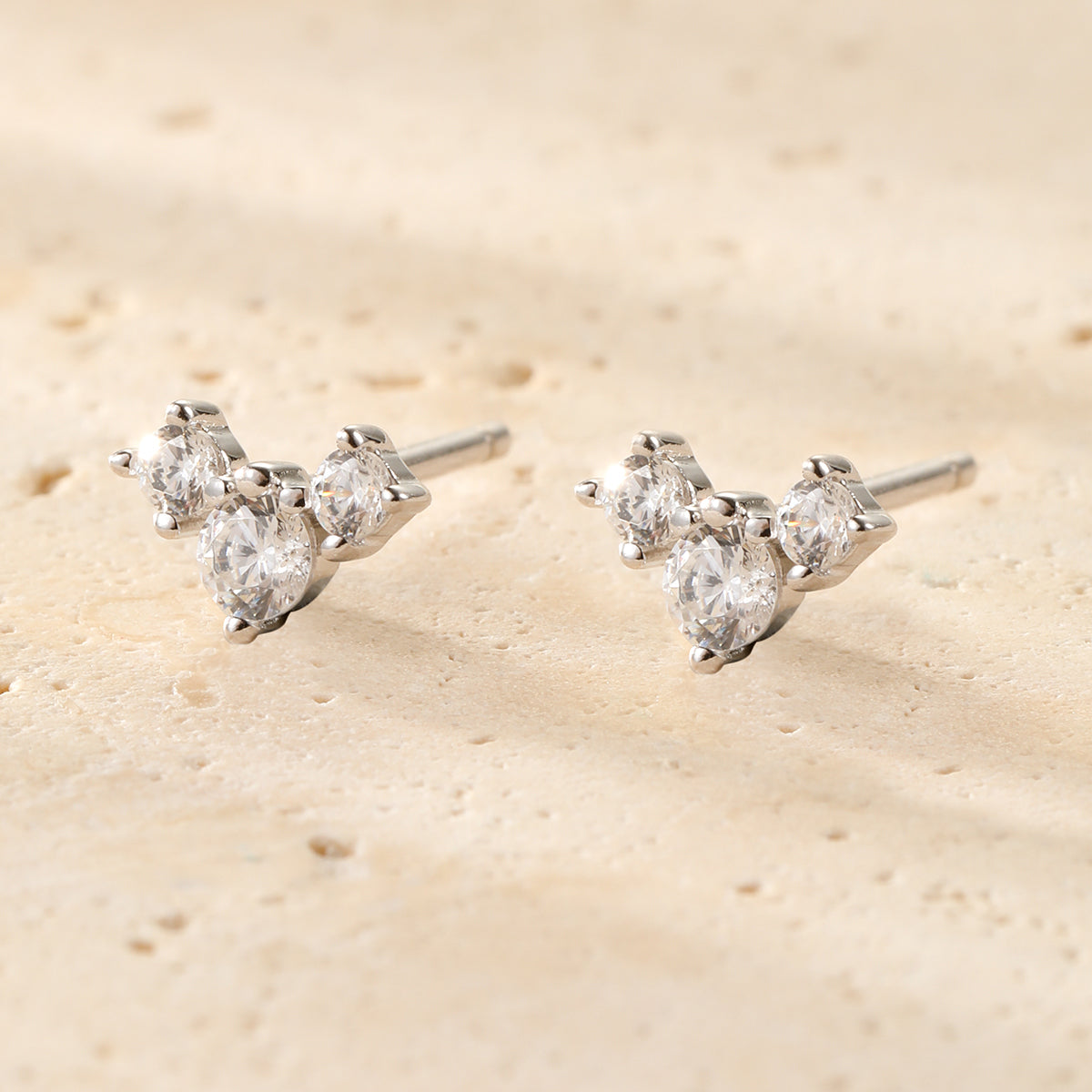 Petite Trio Flower Stud Earrings Sterling Silver