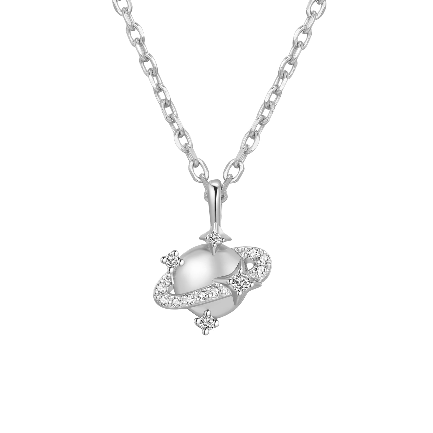 Planet Pendant Necklace Sterling Silver