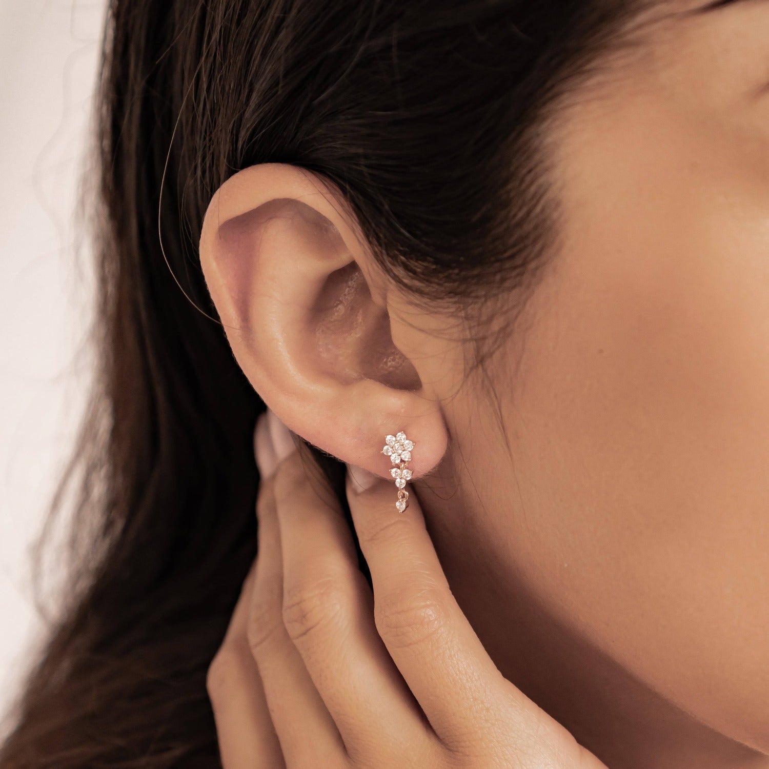 Radiant Bloom Drop Earrings Sterling Silver