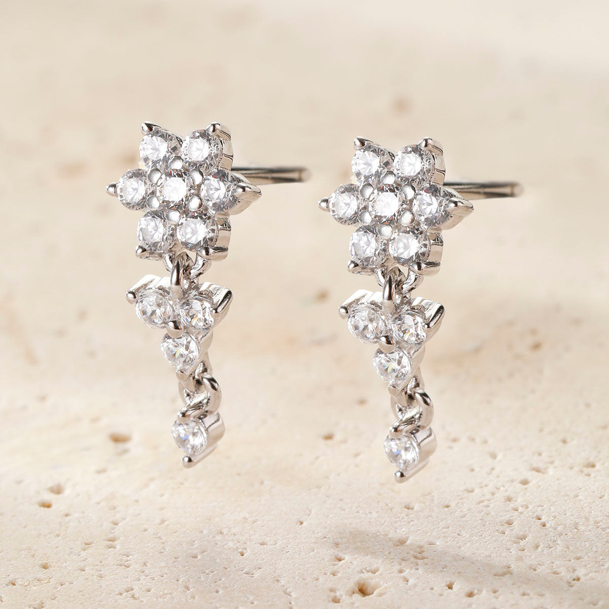 Radiant Bloom Drop Earrings Sterling Silver