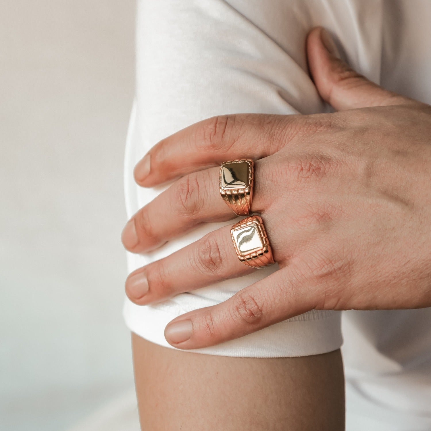 Round Signet Ring Men Stainless Steel