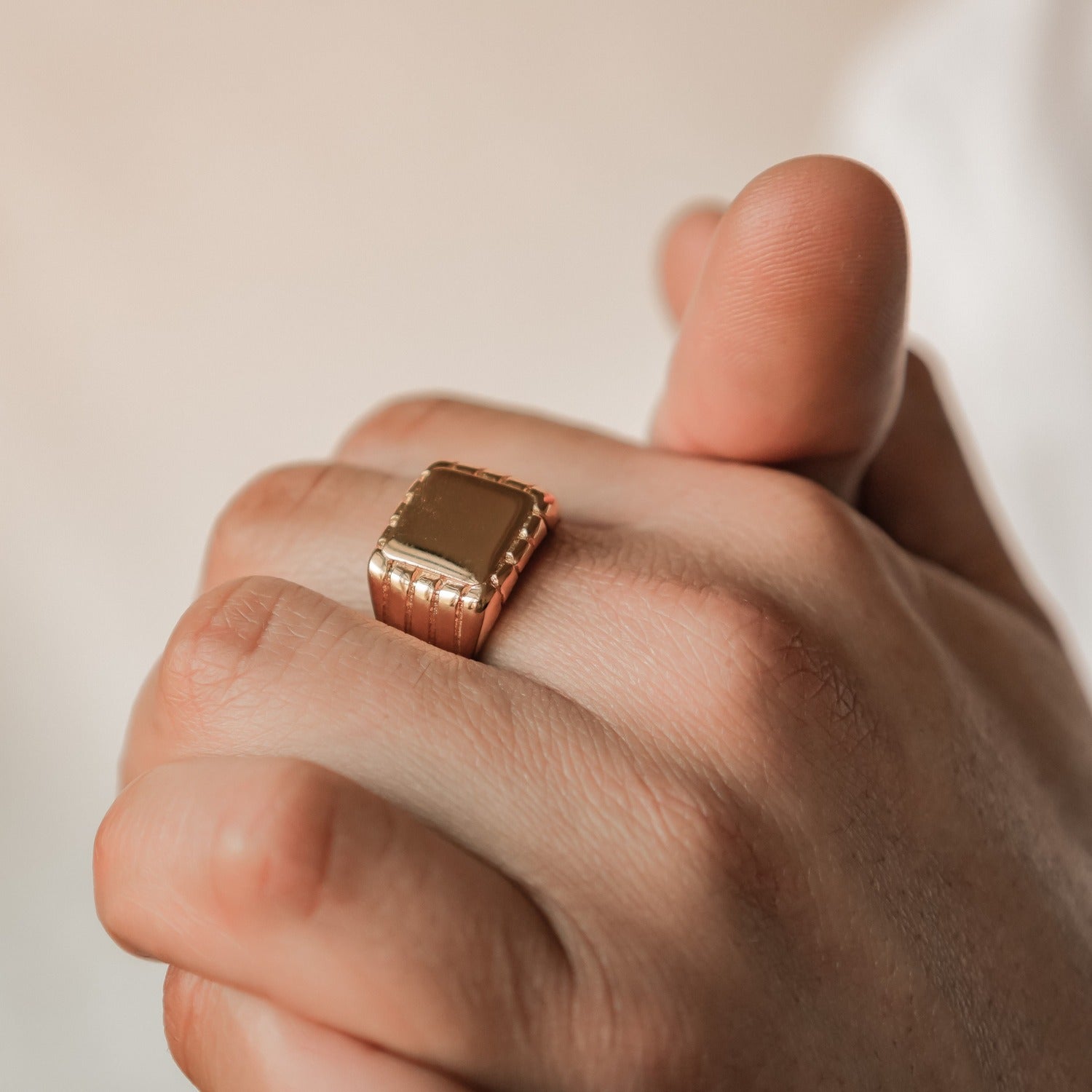 Round Signet Ring Men Stainless Steel