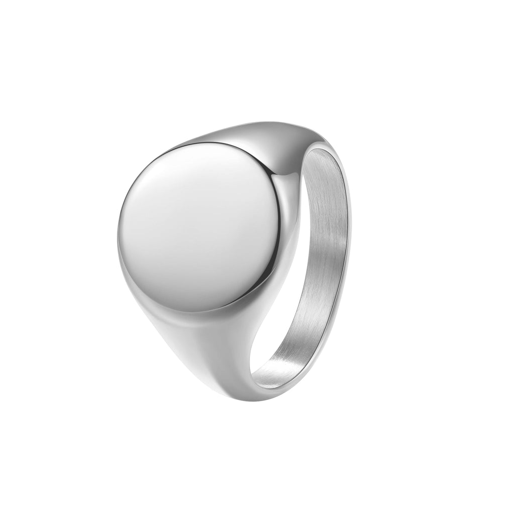 Round Signet Ring Men Stainless Steel