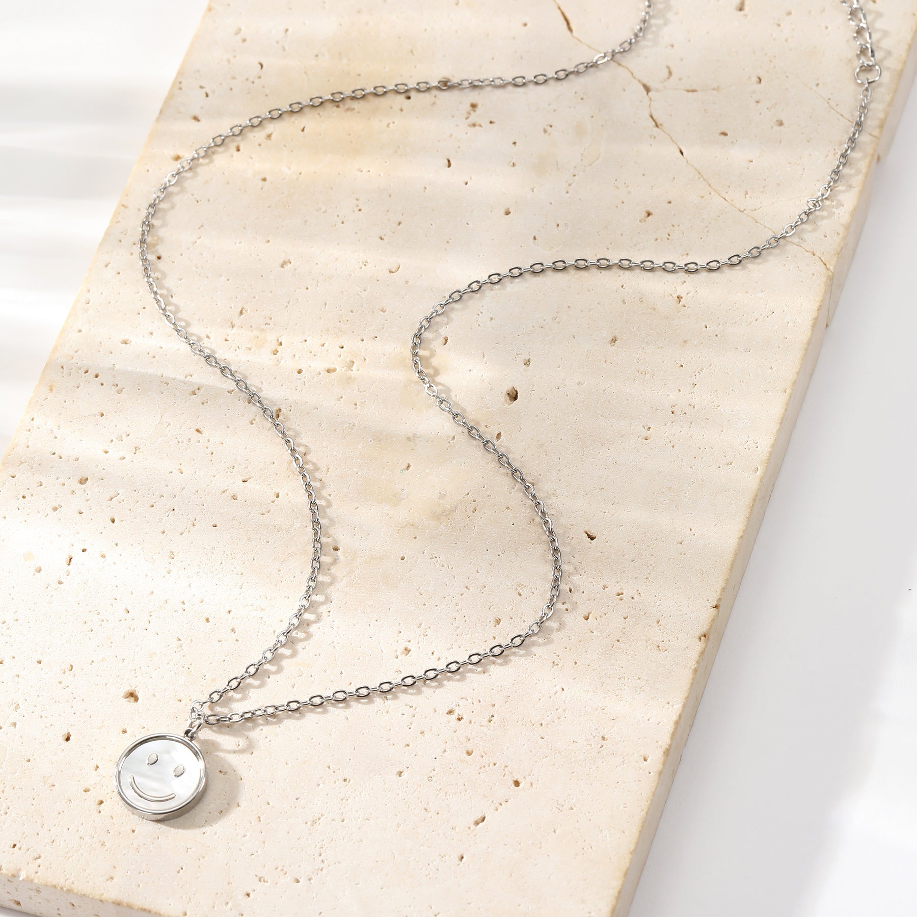 Shell Smiley Pendant Necklace Waterproof