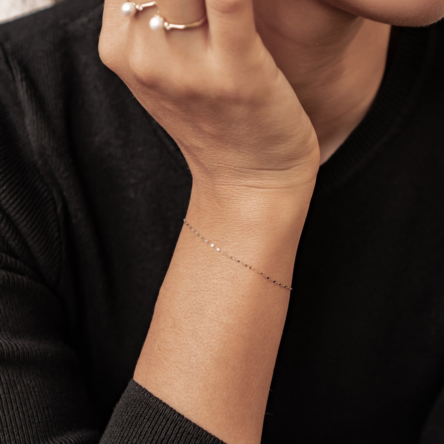 Shimmer Rolo Bracelet 14K Gold