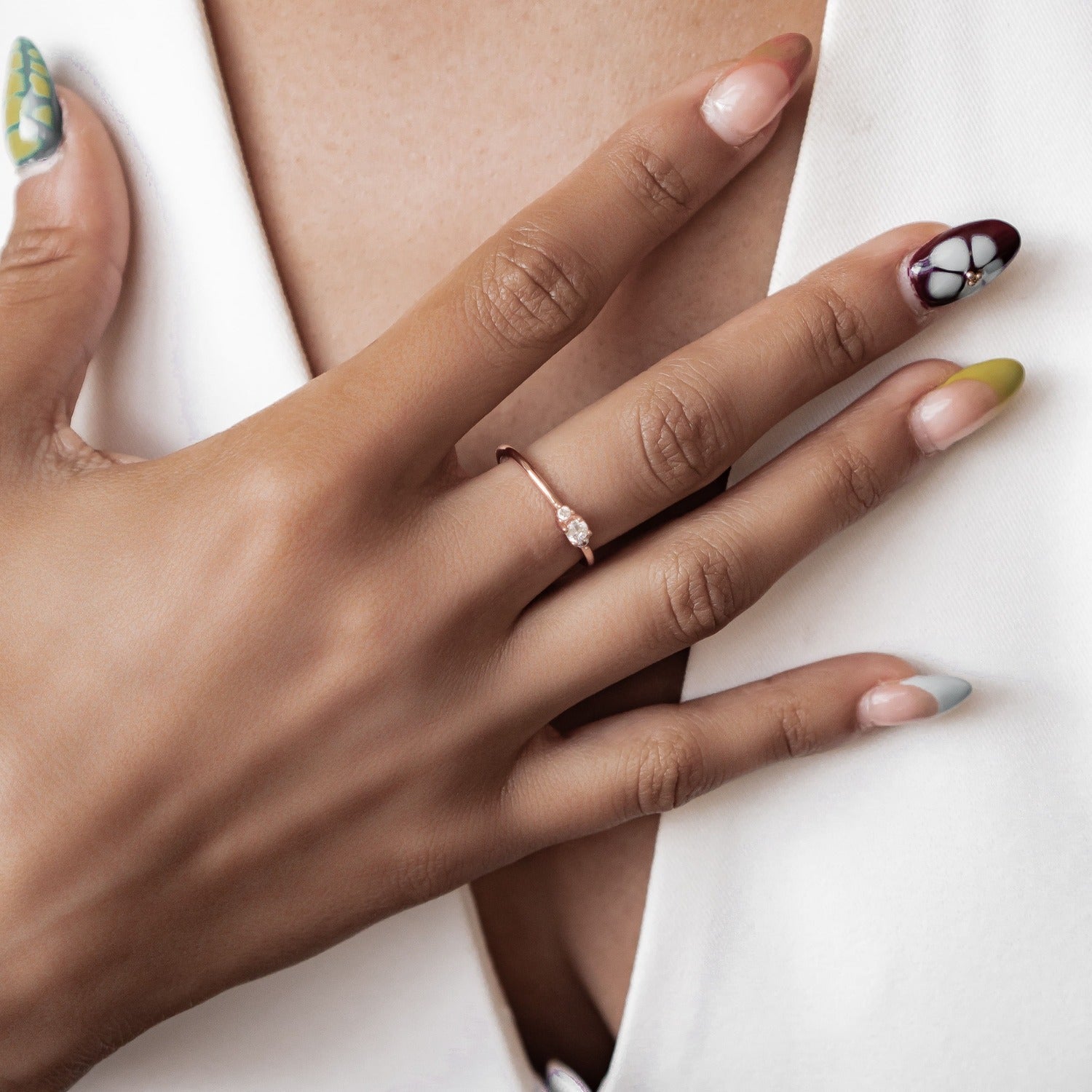 Slim Trio Ring Sterling Silver Gold