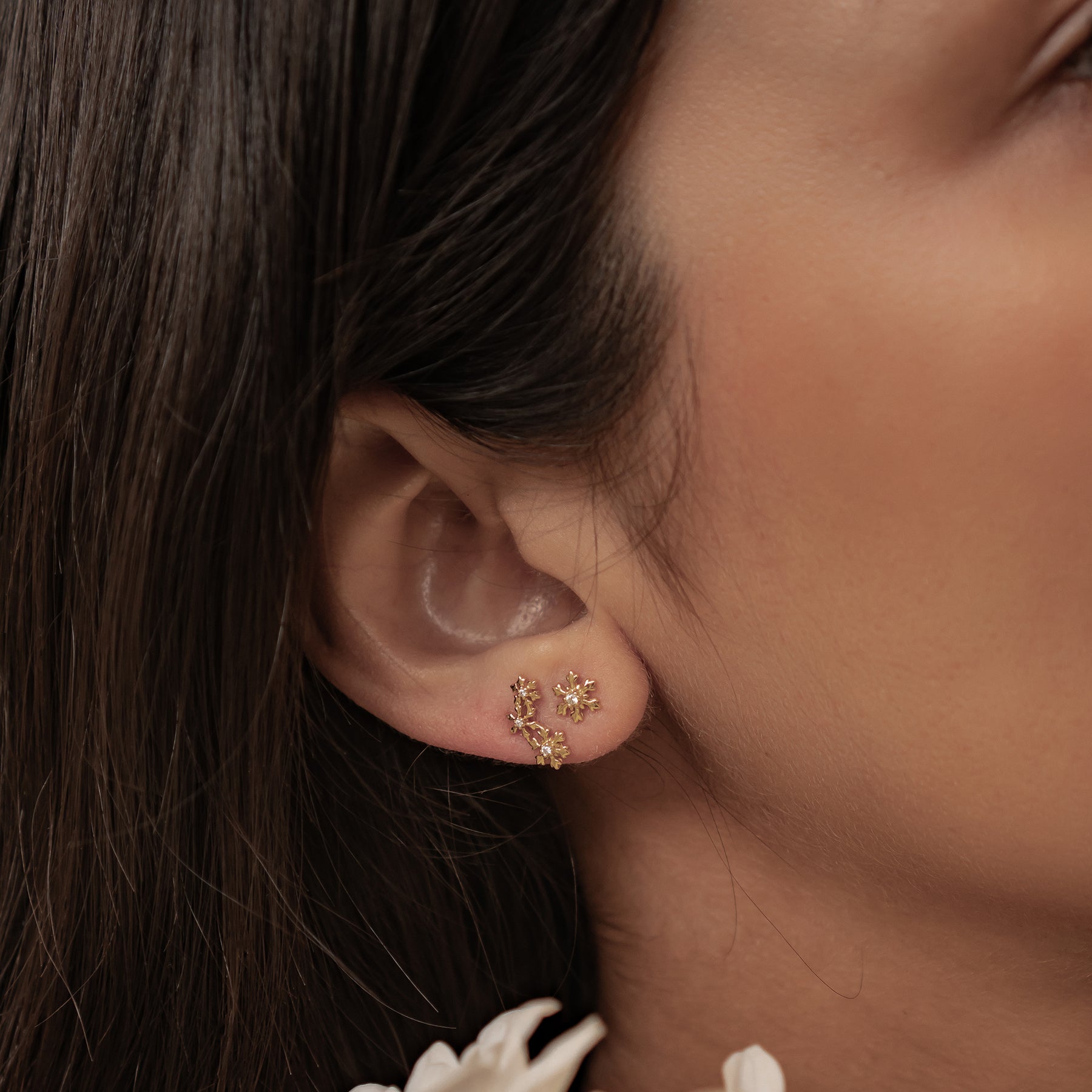 Snowflake Trio Stud Earrings Sterling Silver