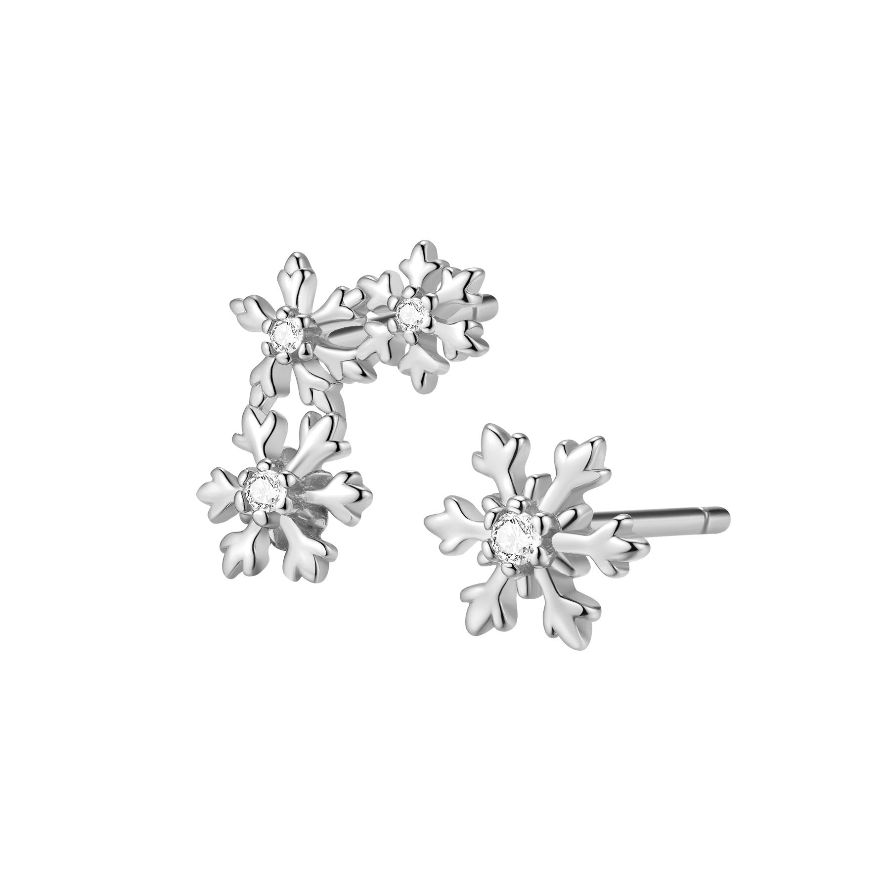 Snowflake Trio Stud Earrings Sterling Silver
