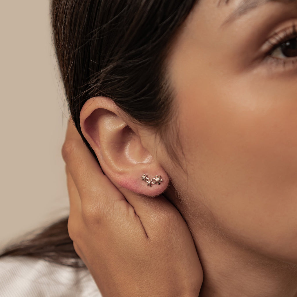 Snowflake Trio Stud Earrings Sterling Silver