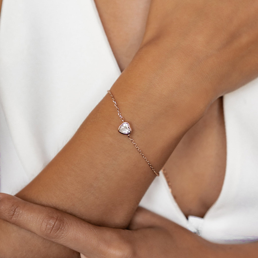 Sparkling Heart Bracelet Sterling Silver