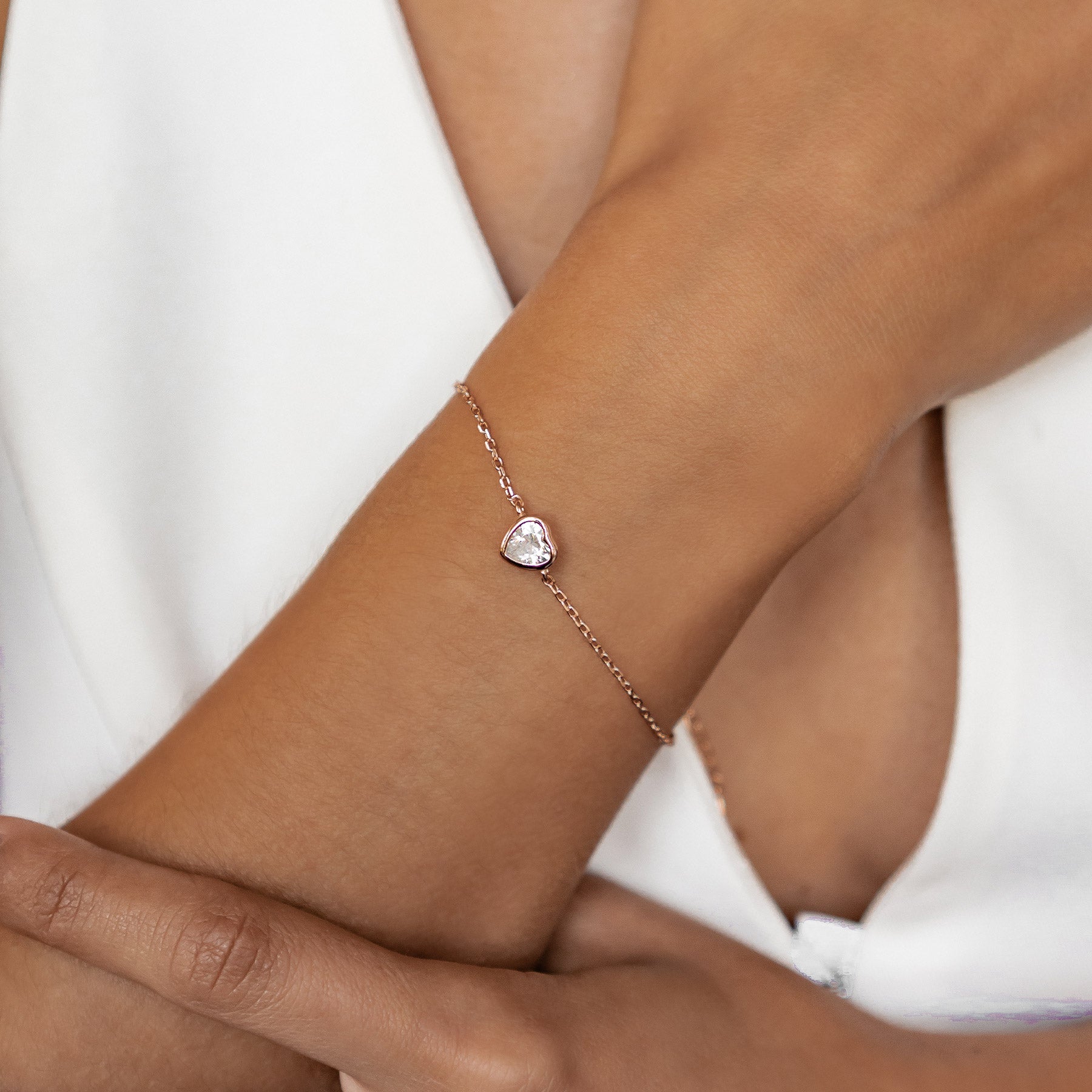 Sparkling Heart Bracelet Sterling Silver