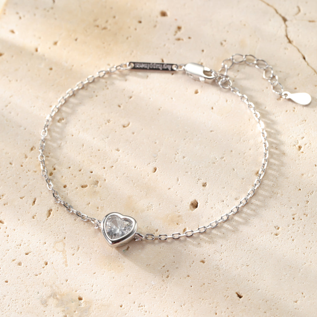 Sparkling Heart Bracelet Sterling Silver