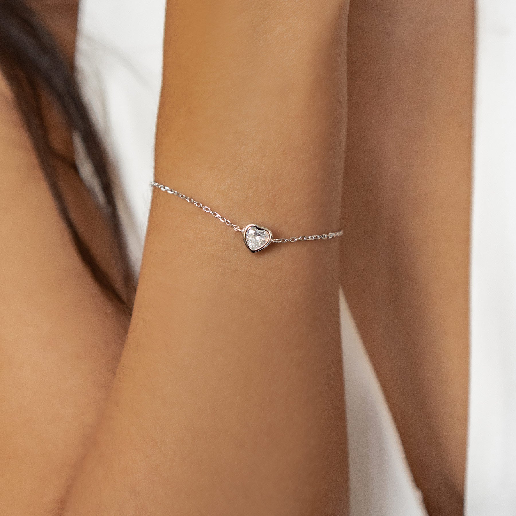 Sparkling Heart Bracelet Sterling Silver