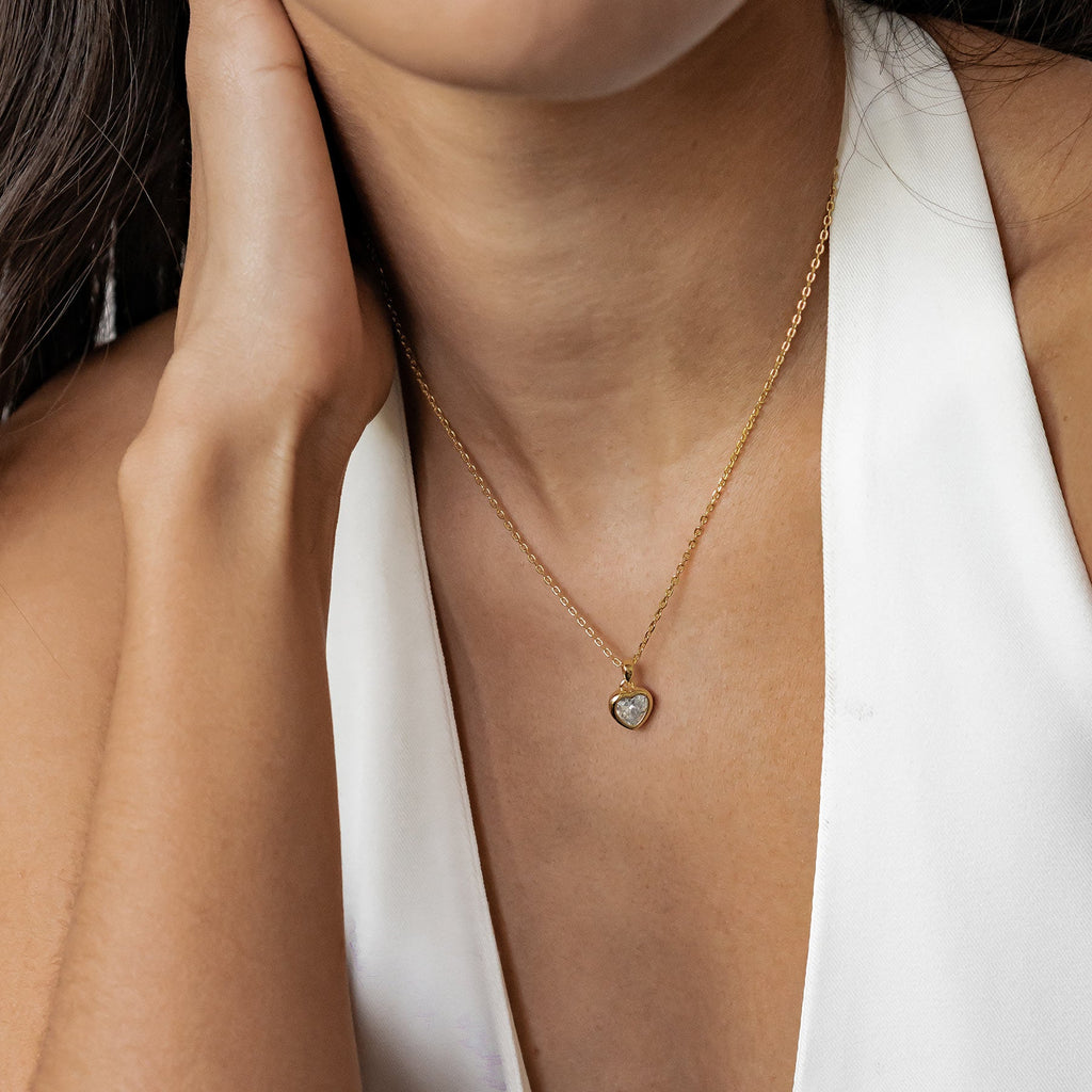 Sparkling Heart Necklace Sterling Silver