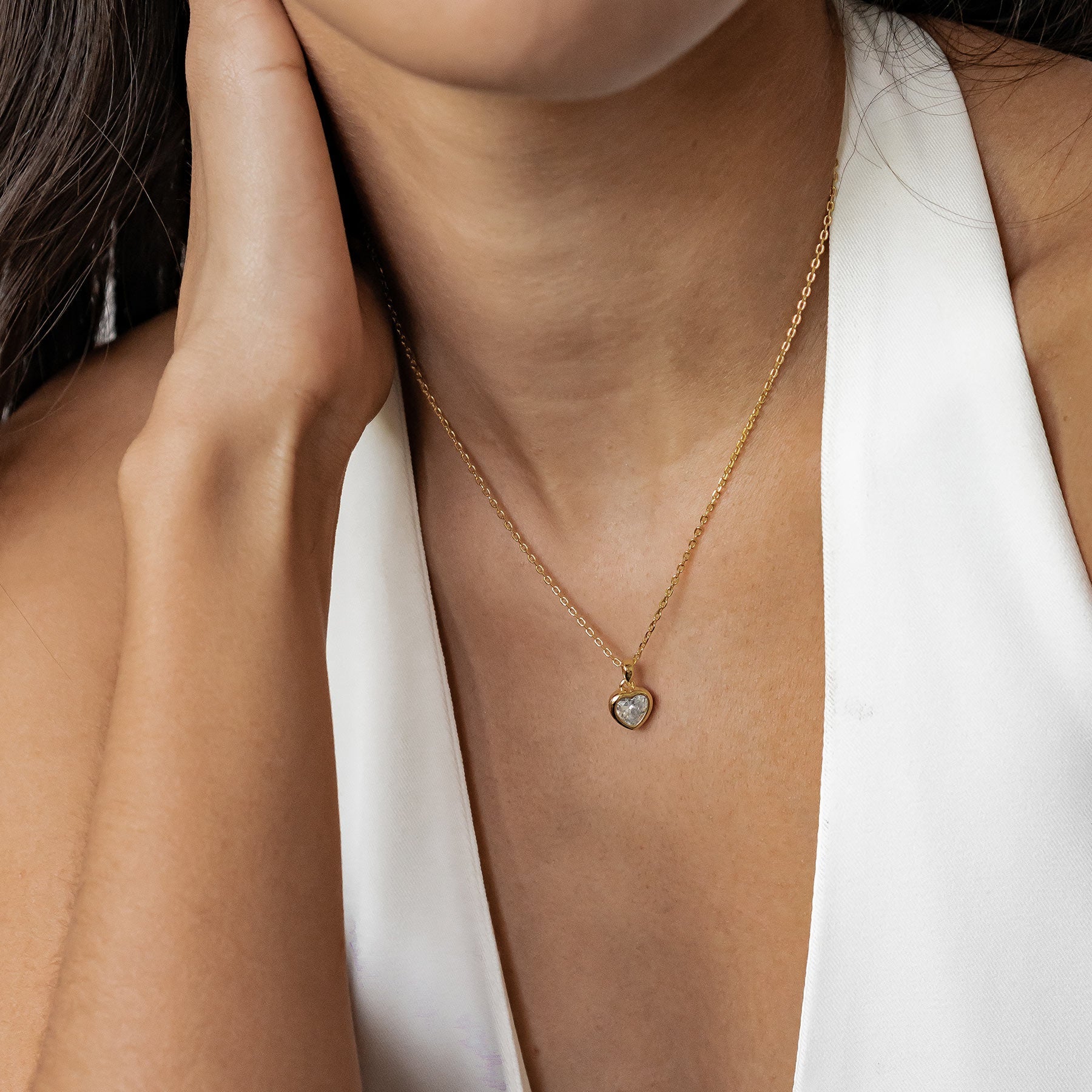 Sparkling Heart Necklace Sterling Silver