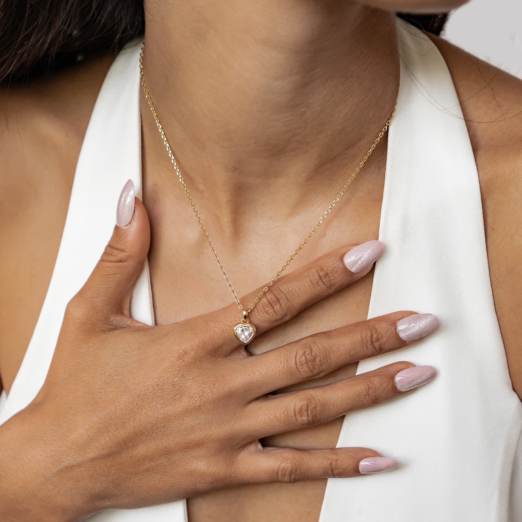 Sparkling Heart Necklace Sterling Silver