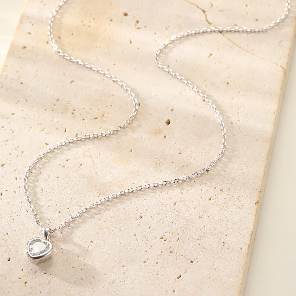 Sparkling Heart Necklace Sterling Silver