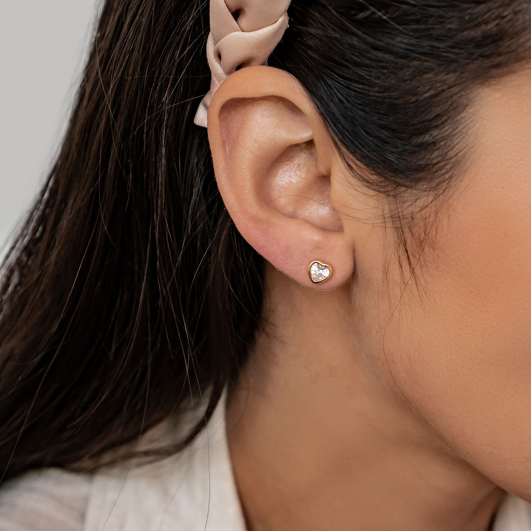 Sparkling Heart Stud Earrings Sterling Silver