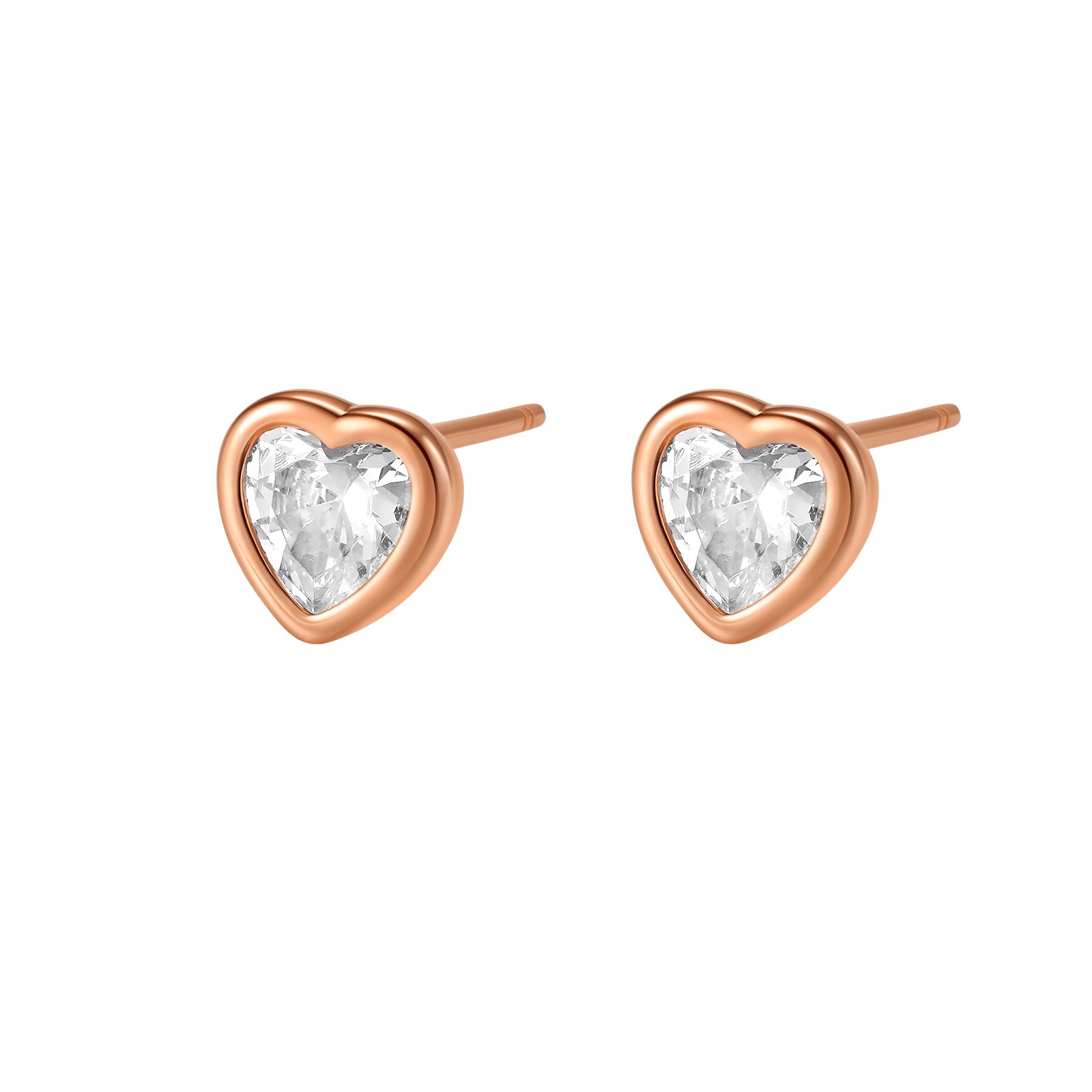Sparkling Heart Stud Earrings Sterling Silver