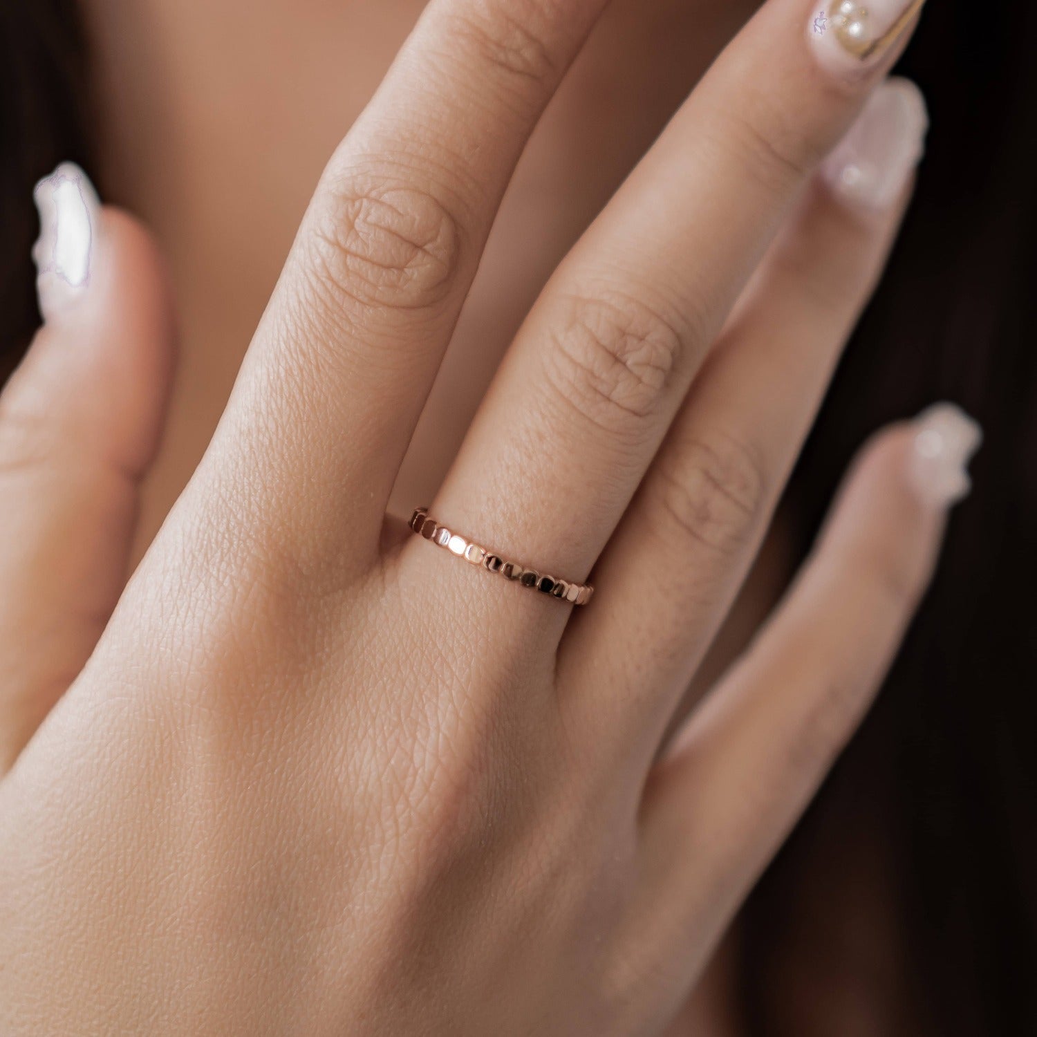 Stacked Bead Ring Stainless Steel