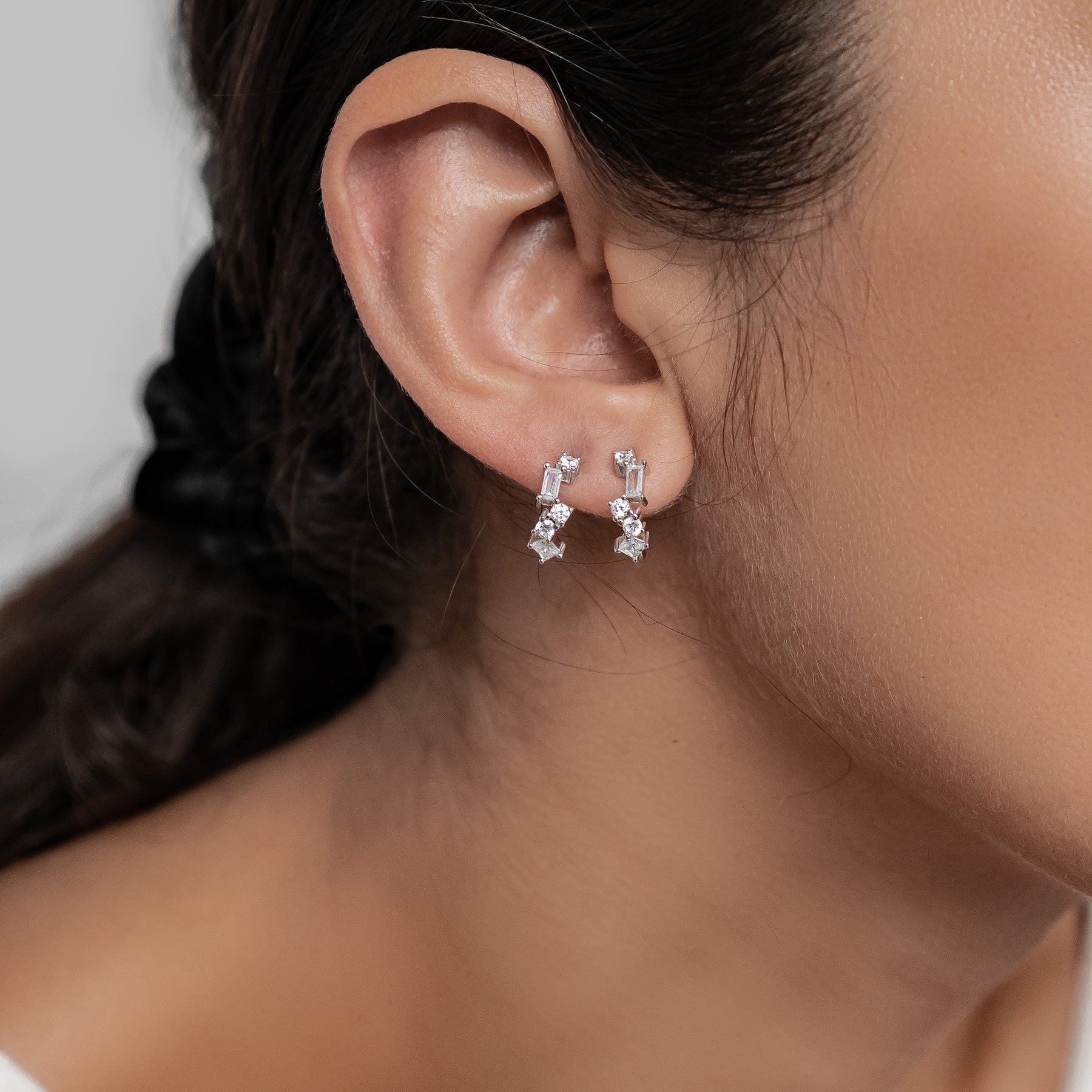 Stardust Charm Hoop Earrings Sterling Silver