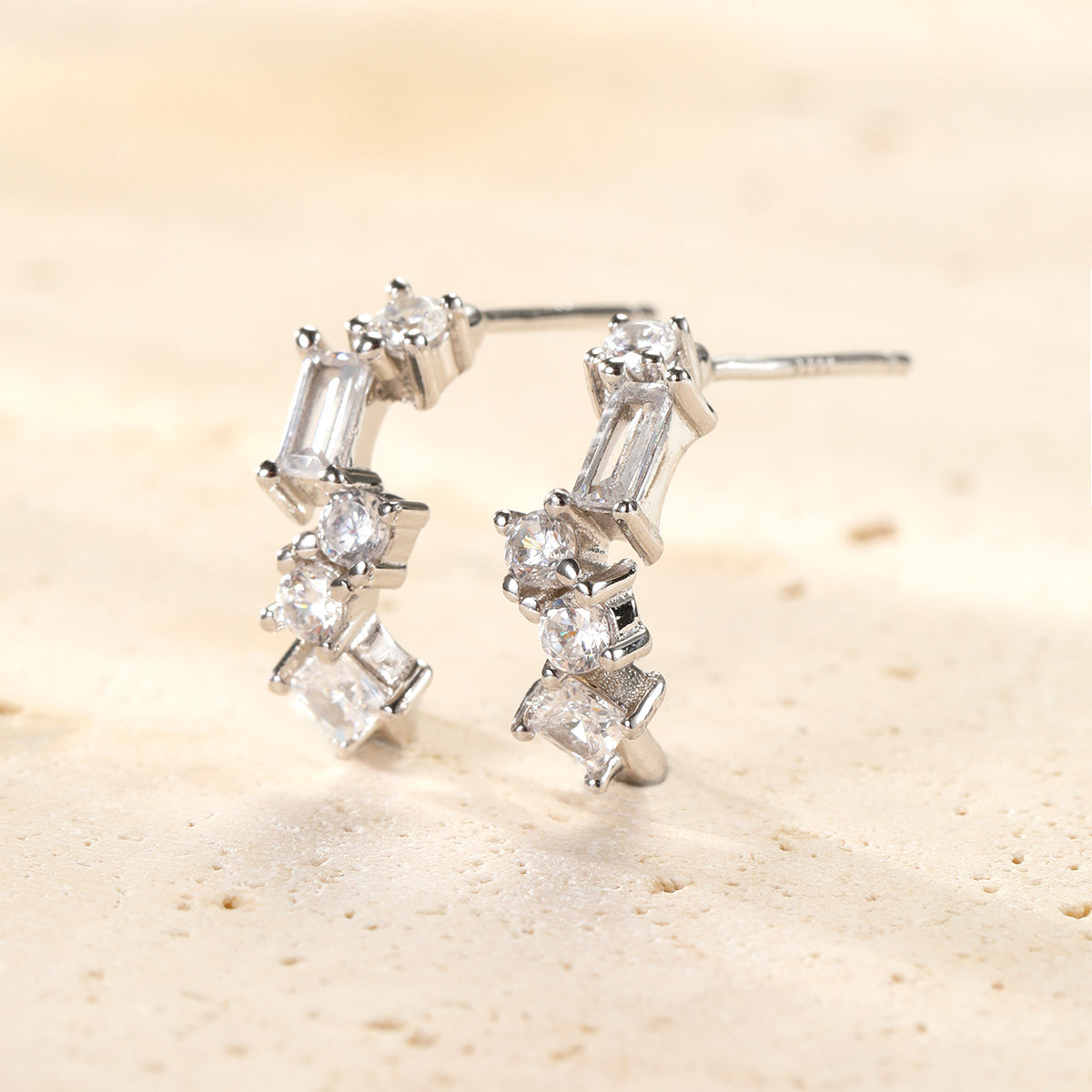 Stardust Charm Hoop Earrings Sterling Silver