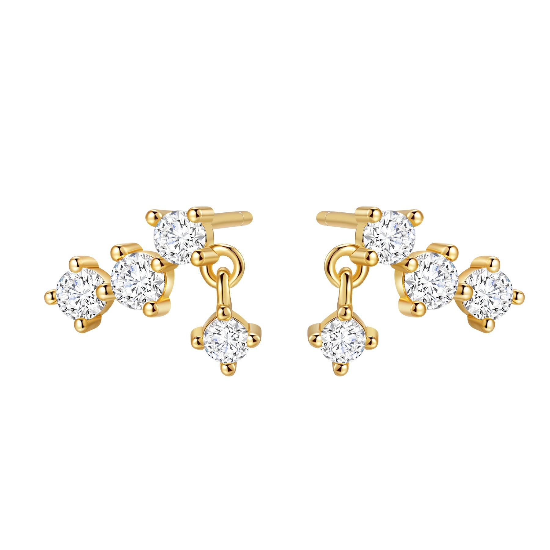 Starlit Drop Chain Earrings Sterling Silver