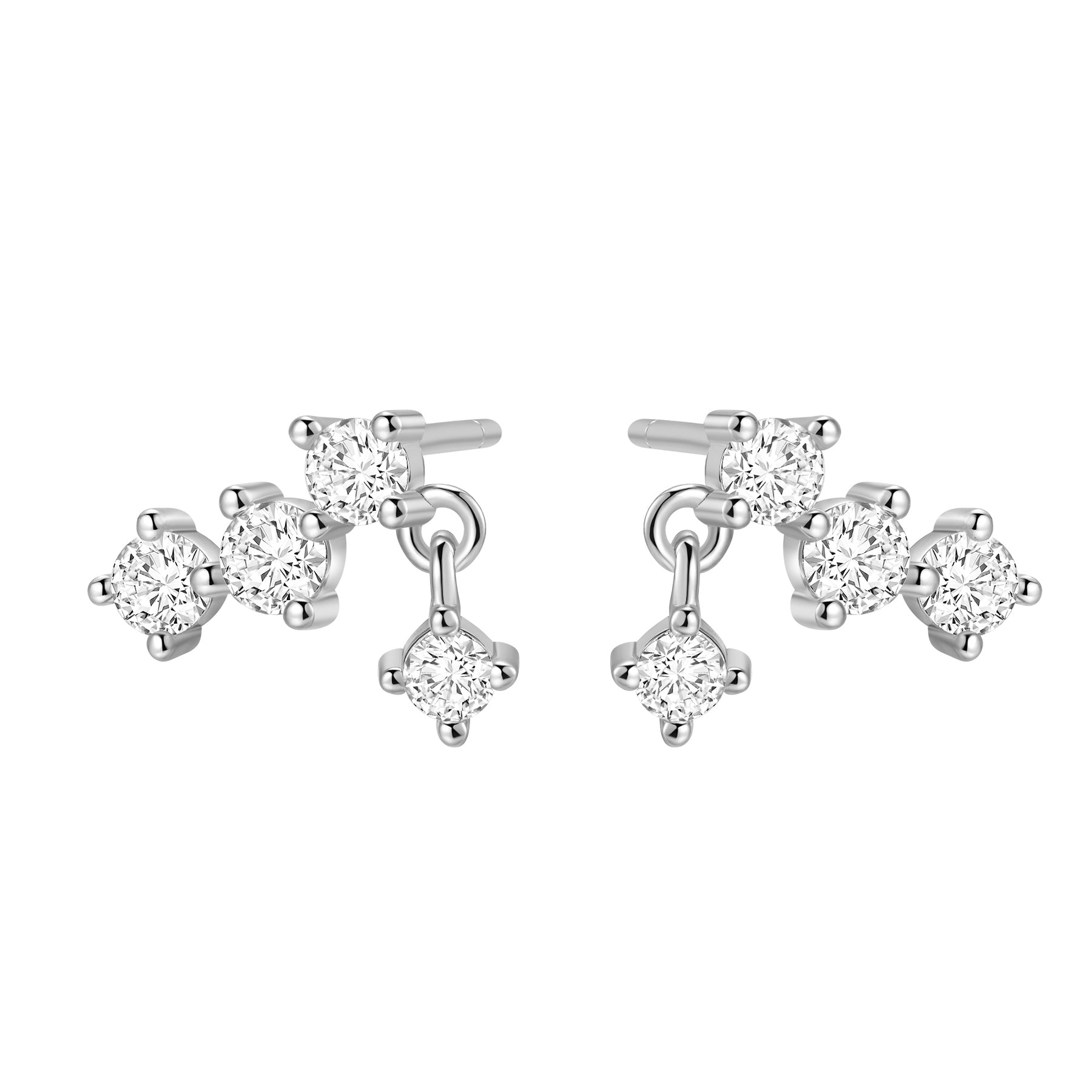 Starlit Drop Chain Earrings Sterling Silver