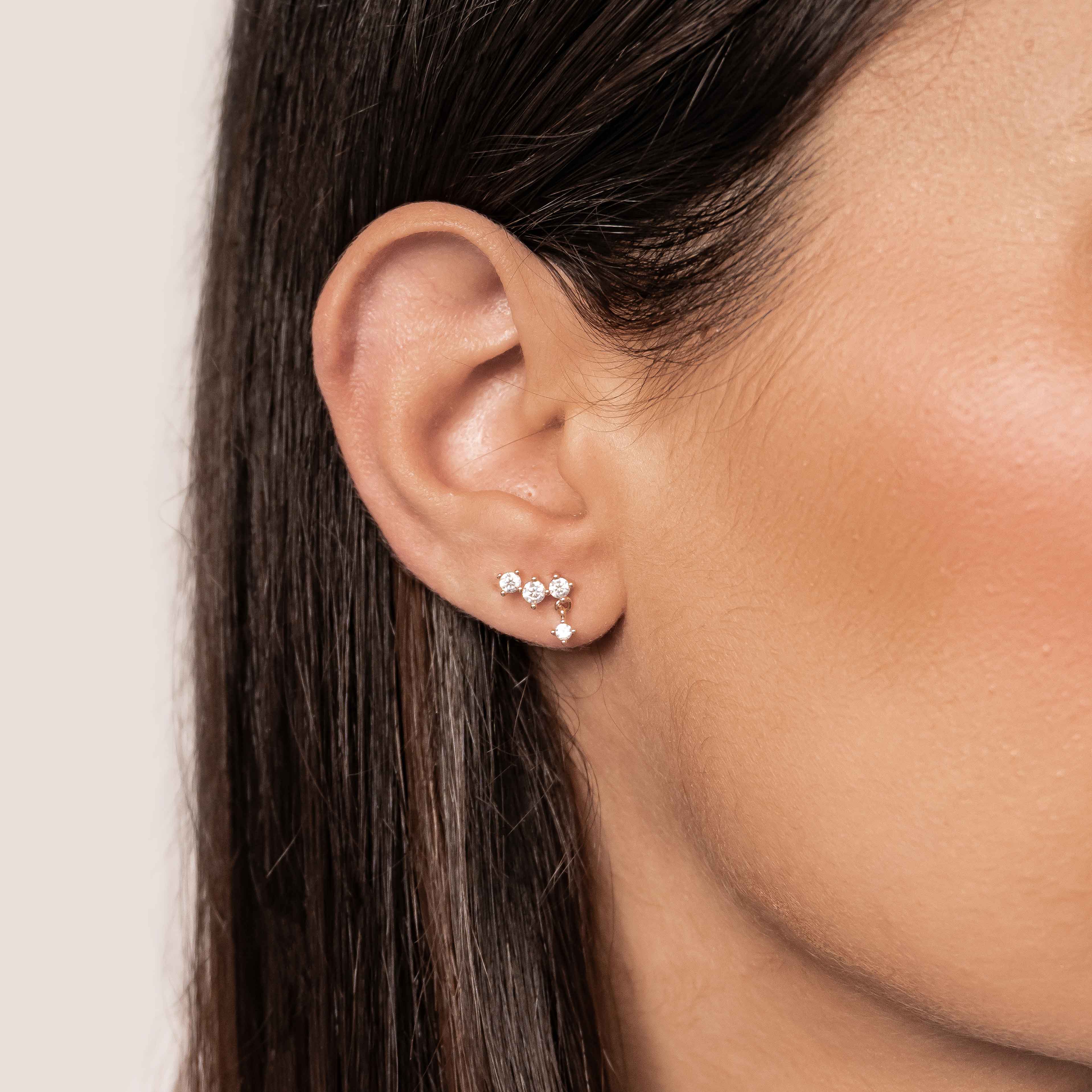 Starlit Drop Chain Earrings Sterling Silver