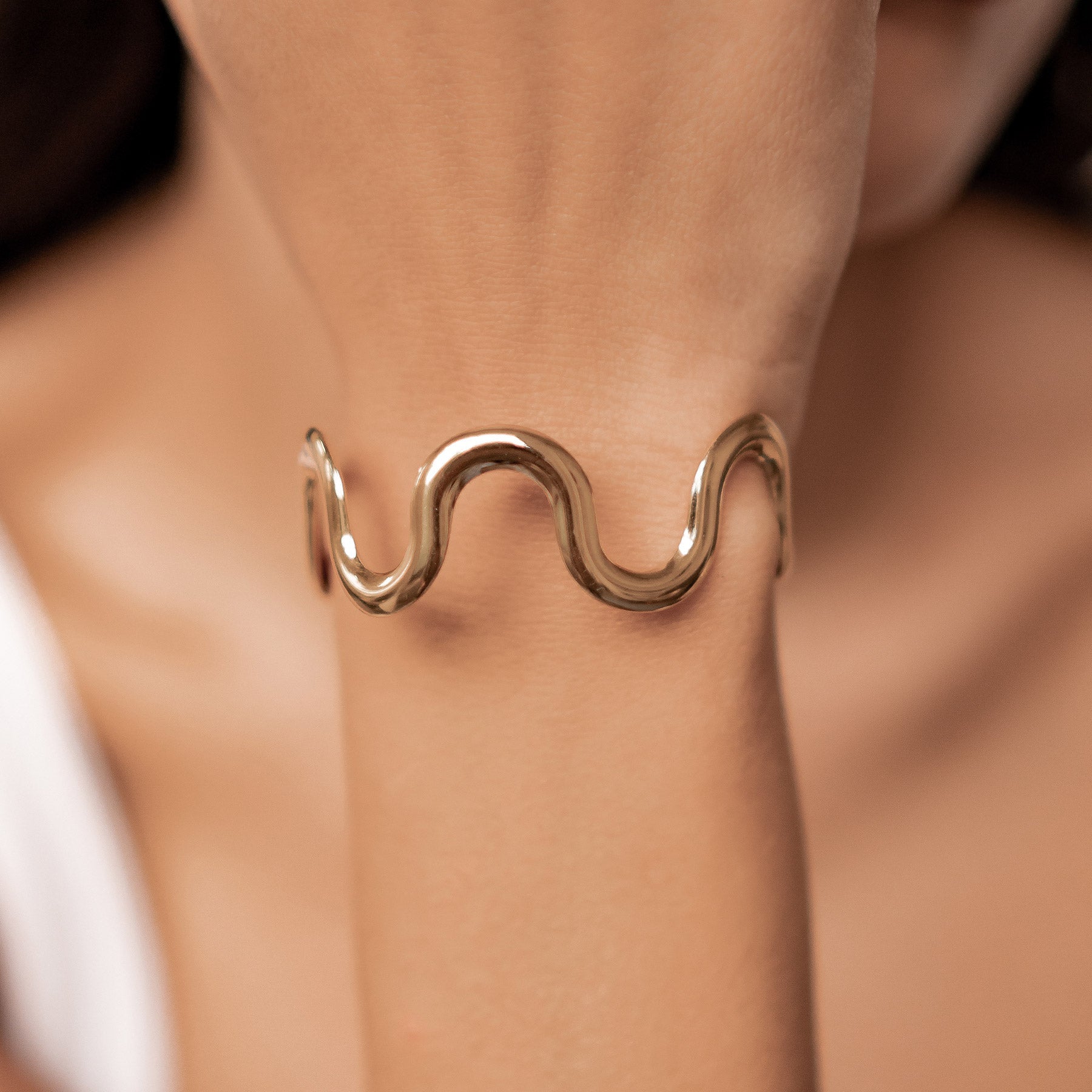 Wavy Flow Open Cuff Bracelet