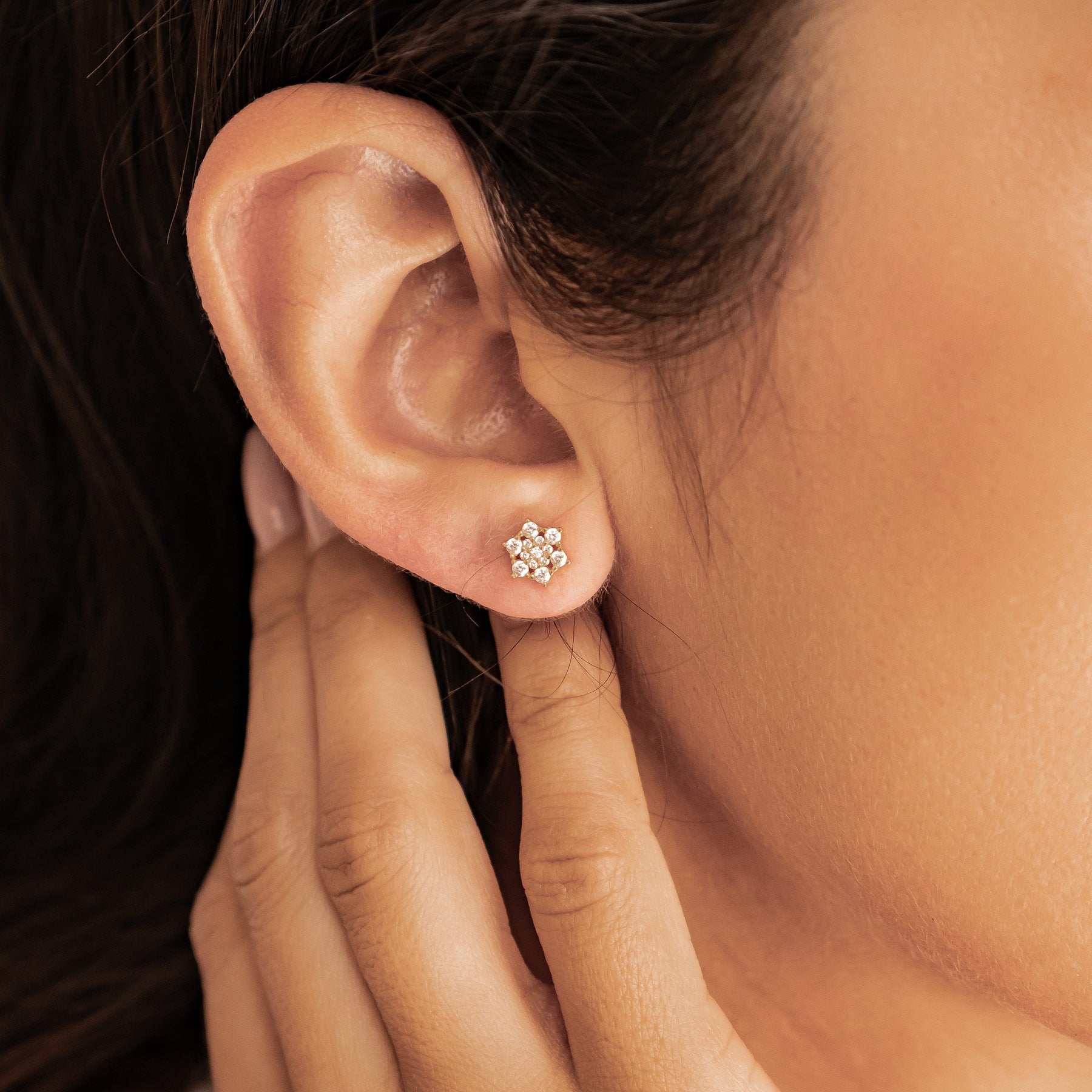 Zirconia Bloom Stud Earrings Sterling Silver