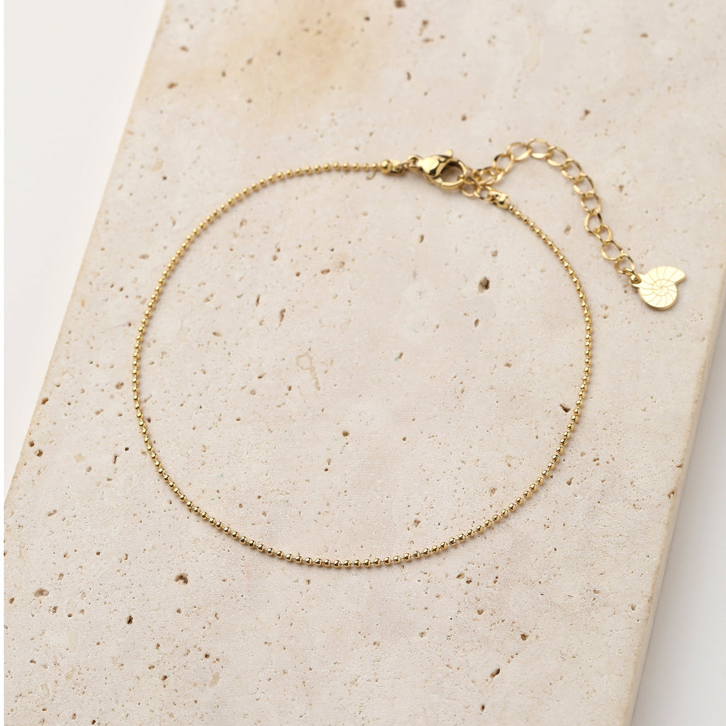 Bead Chain Anklet Gold