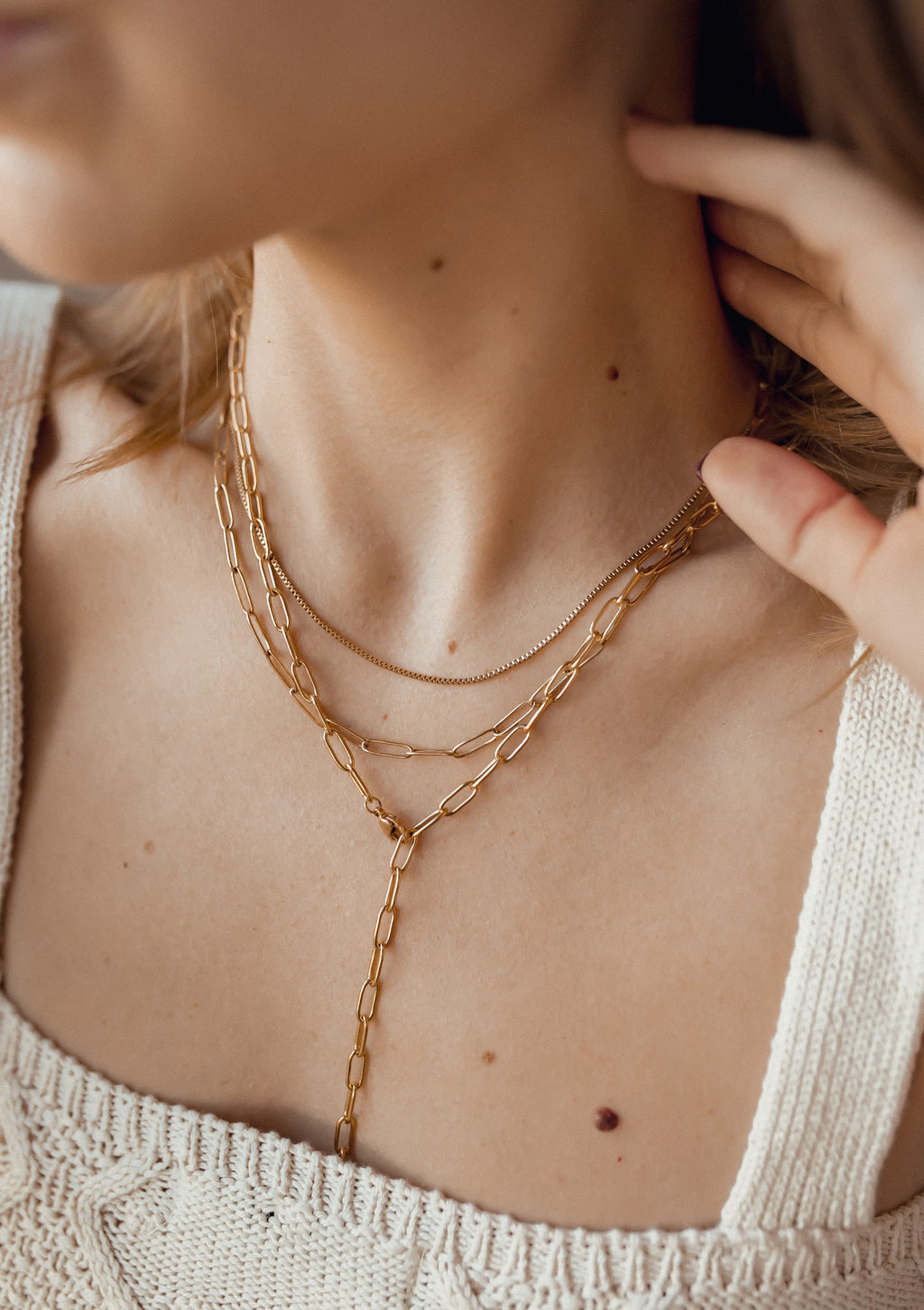 Chunky Chain Layered Necklace Gold
