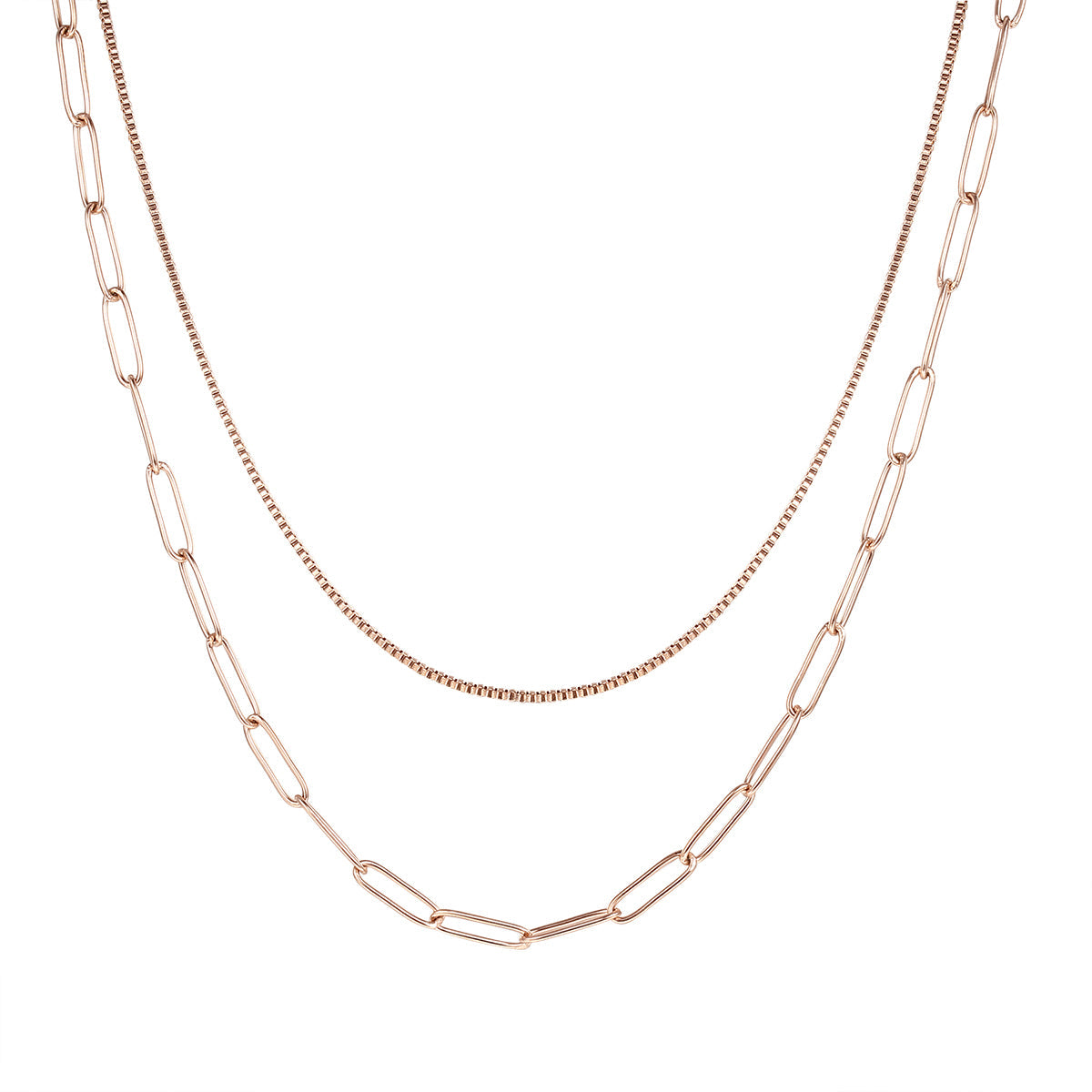 Chunky Chain Layered Necklace Rose Gold