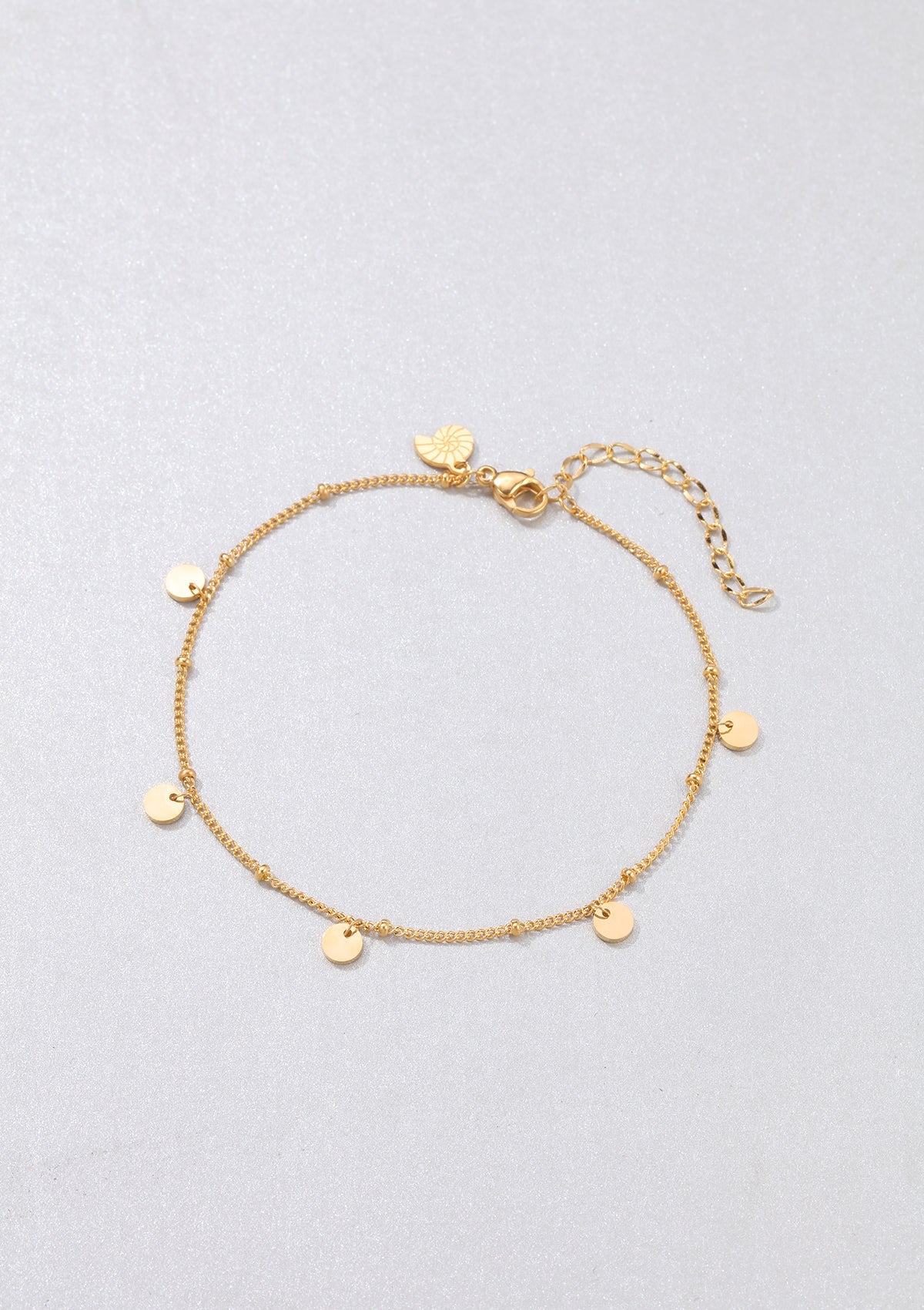 Circles Bobble Chain Anklet Gold