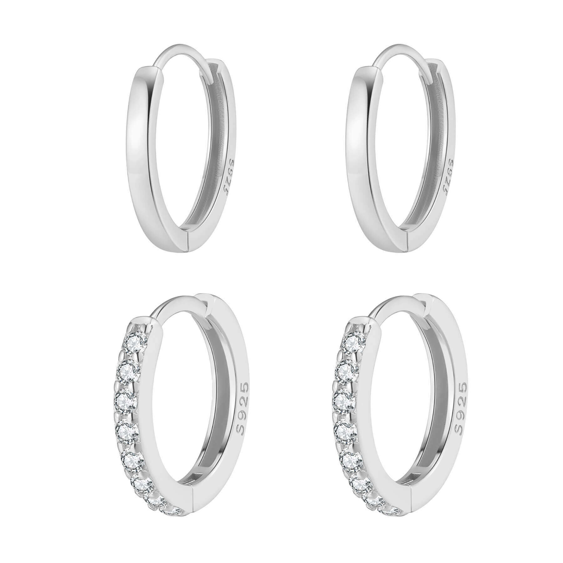 Classic Band and Gemstone Hoop Earring Sets
