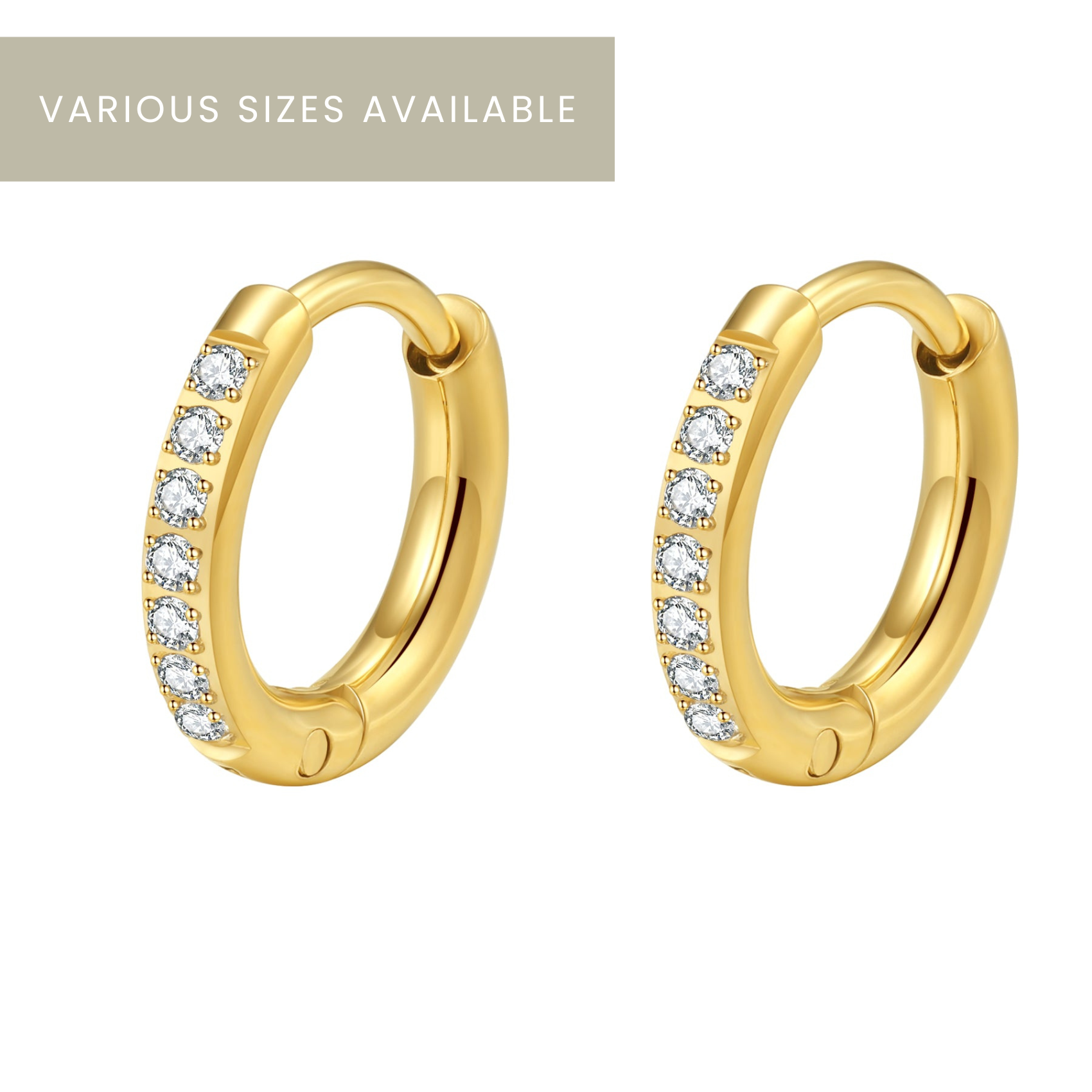 Clear Stone Hoop Earrings Stainless Steel