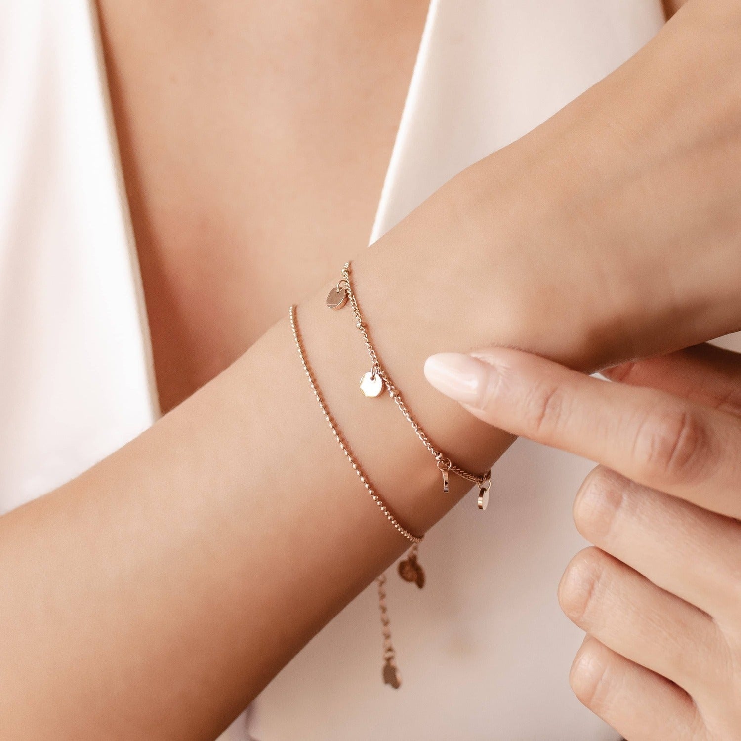 Coin and Bead Chain Bracelet Set