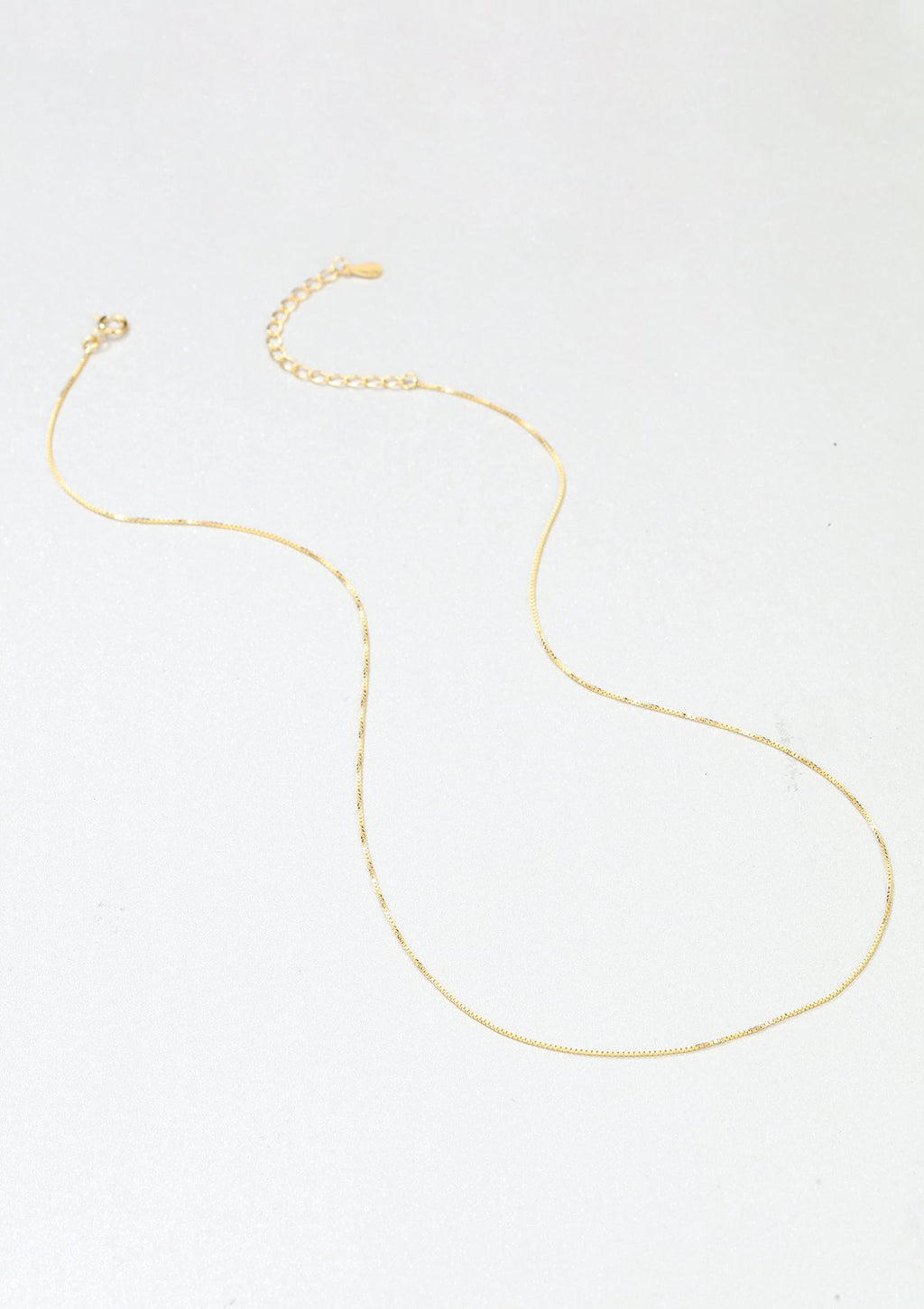 Fine Box Chain Necklace Sterling Silver Gold