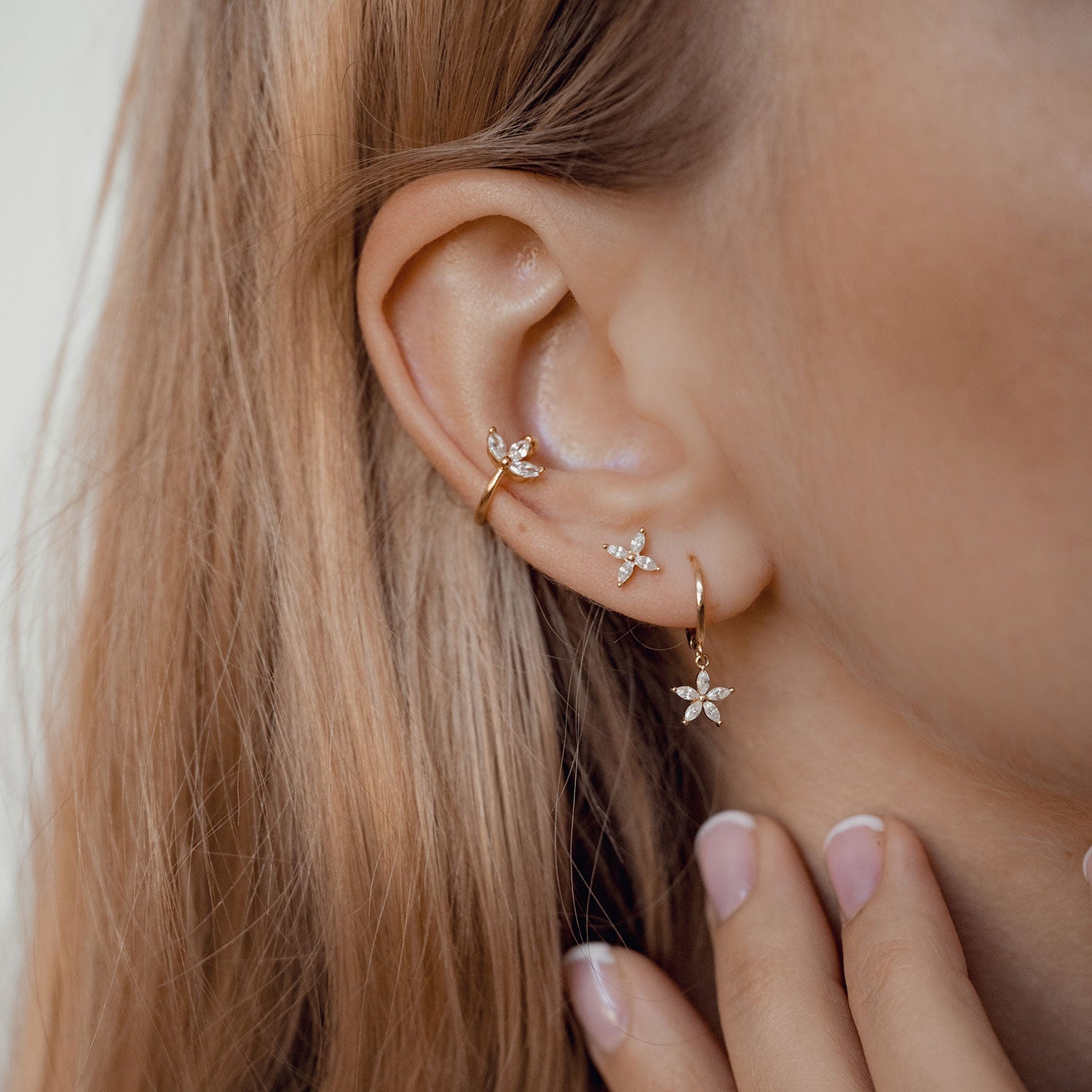 Bloom Earring Set Sterling Silver Gold