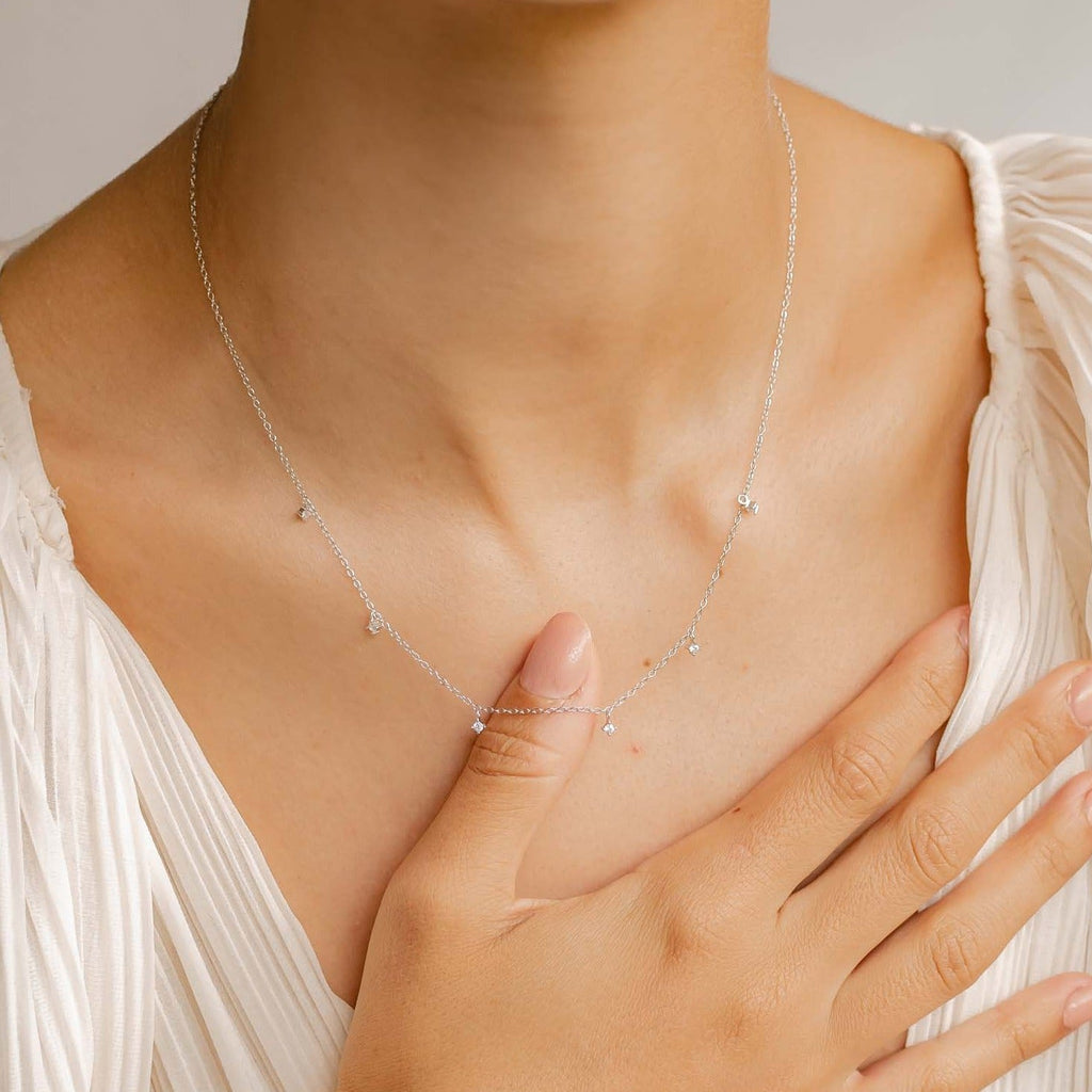 Gemstone Charm Necklace Sterling Silver