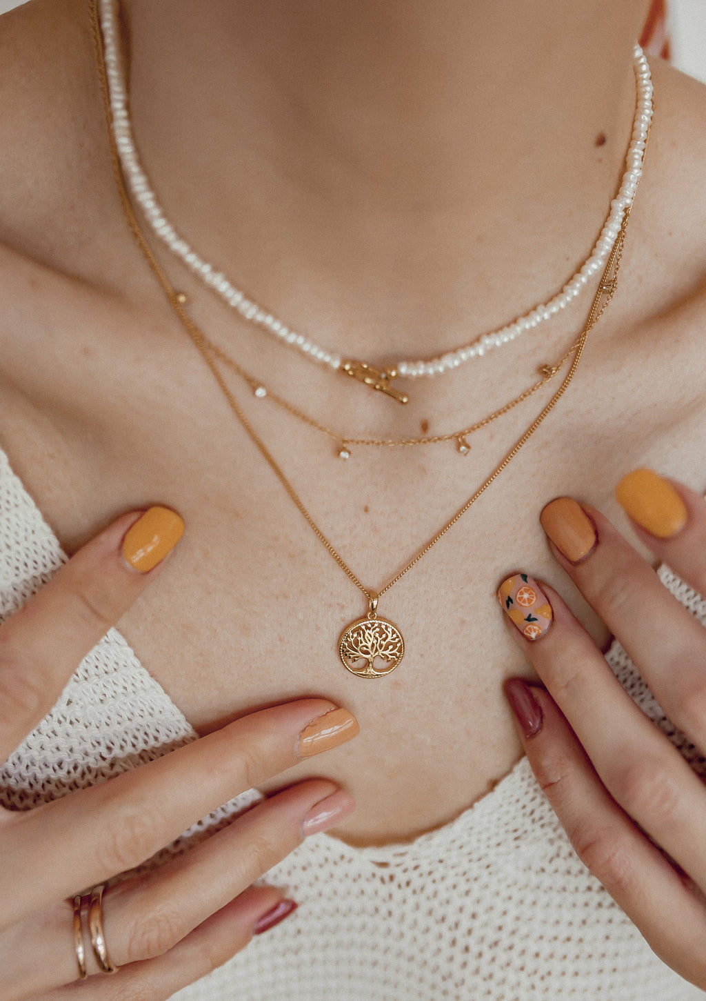 Gemstone Charm Necklace Sterling Silver