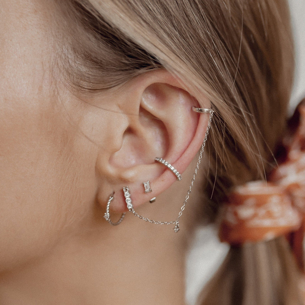 Gemstone Twist Huggie Earrings Sterling Silver