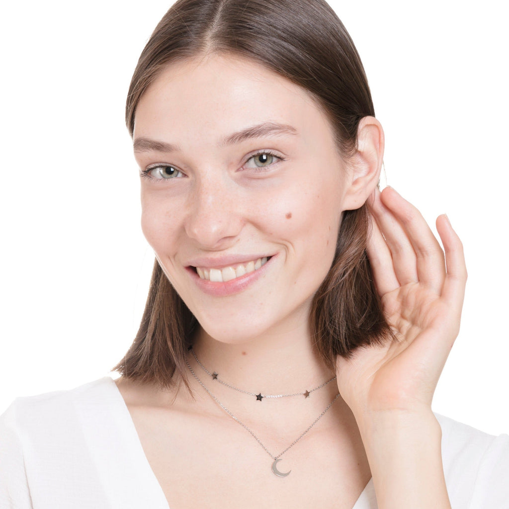 Moon Star Necklace Set Silver