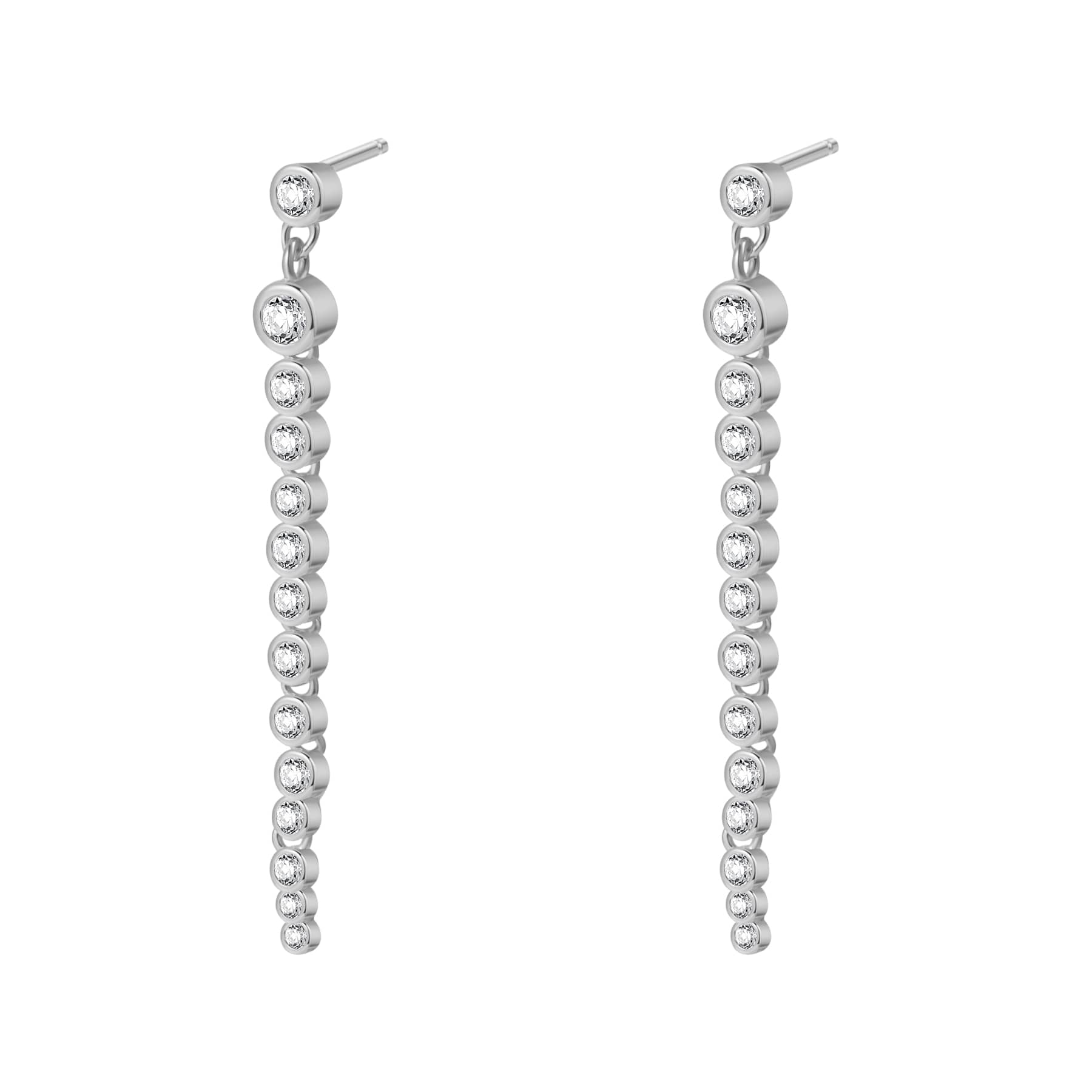 Orb Chain Drop Stud Earring Sterling Silver