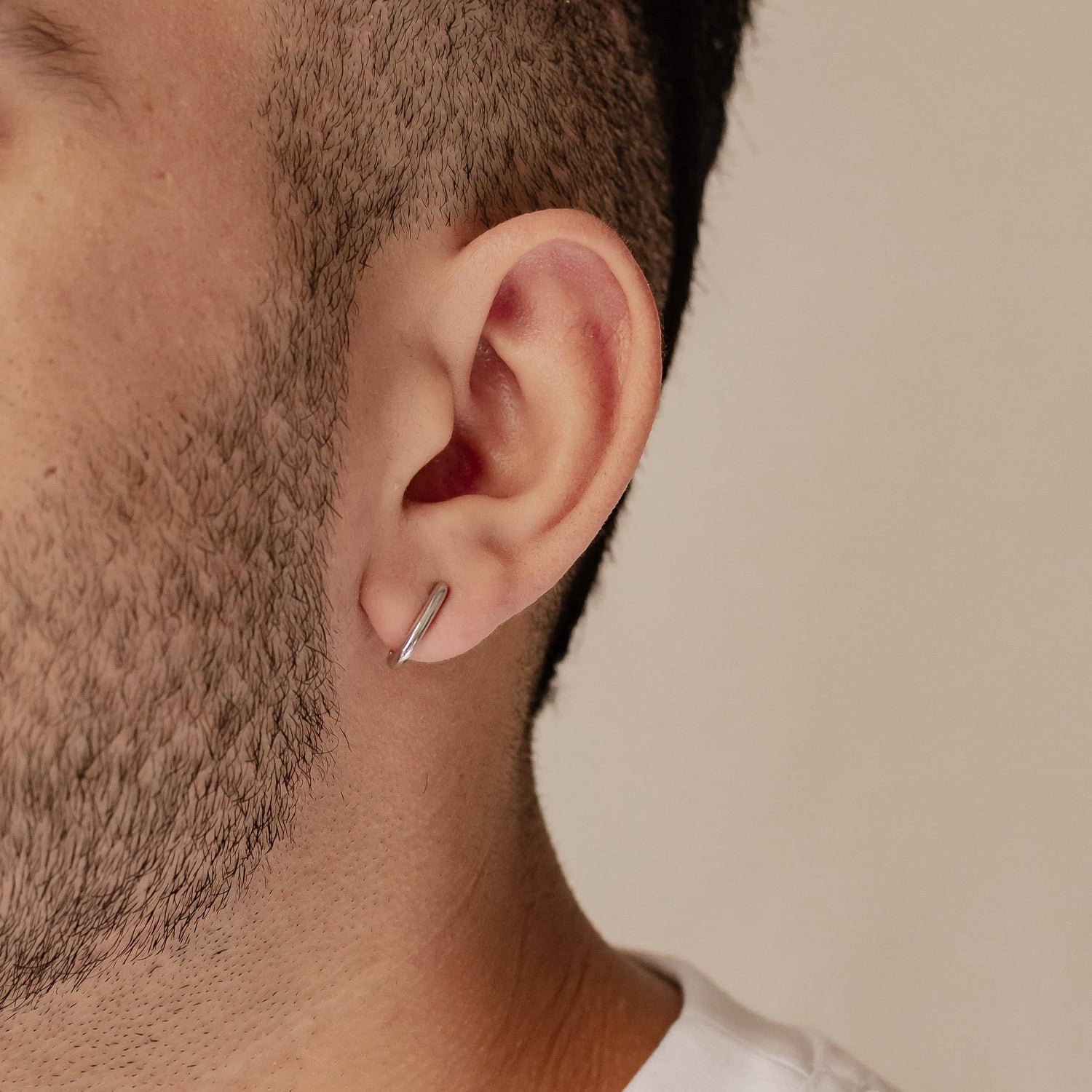 Oval Hoop Huggie Earrings Sterling Silver Gold