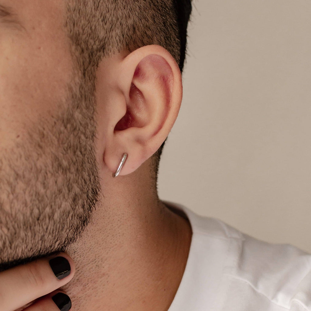 Oval Hoop Huggie Earrings Sterling Silver Gold