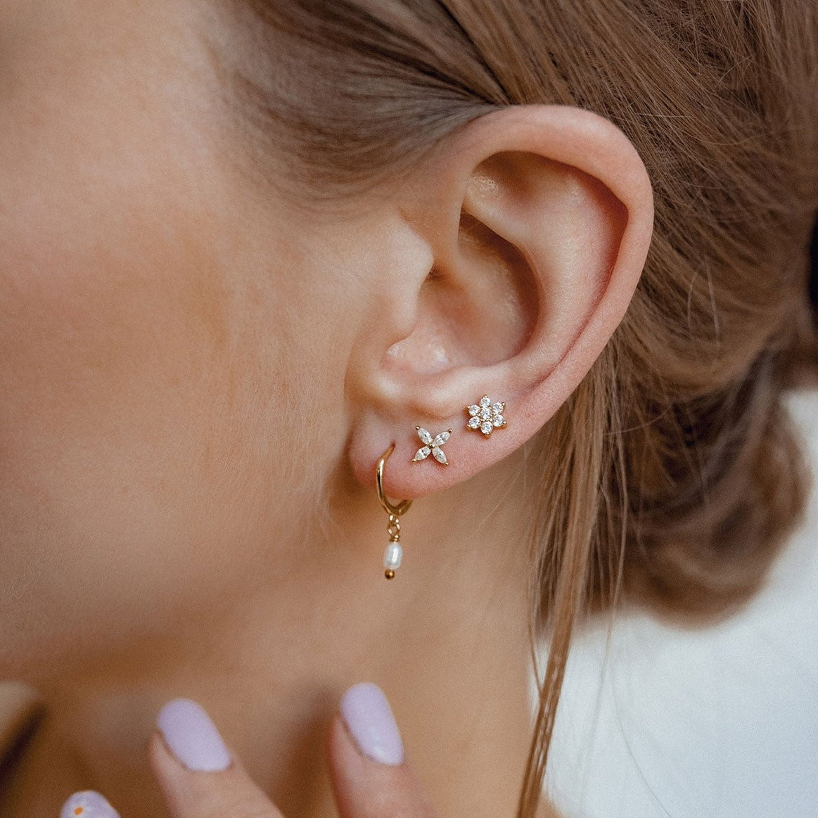 Springtime Earrings Set Sterling Silver Gold