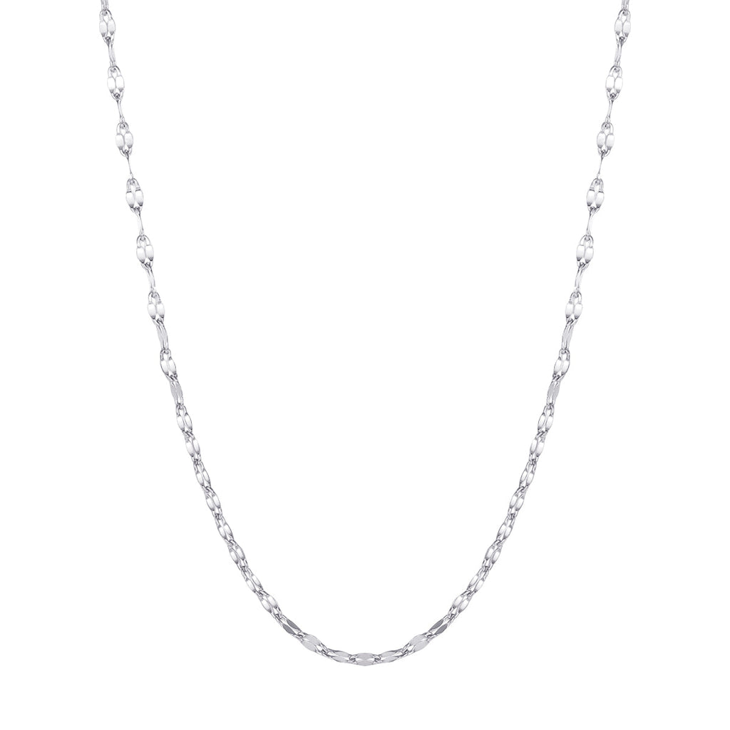 Flattened Rolo Chain Necklace Silver